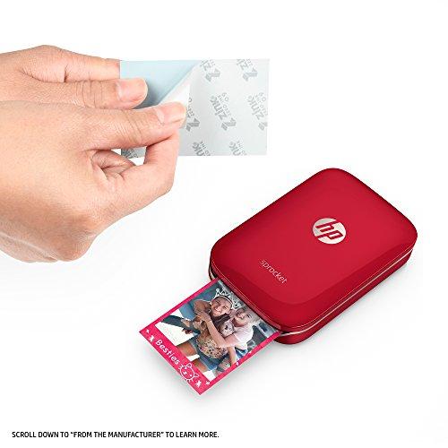 HP Sprocket HP Sprocket Portable Photo Printer, Print Social Media Photos on 2x3" Sticky-Backed Paper - Red (Z3Z93A)