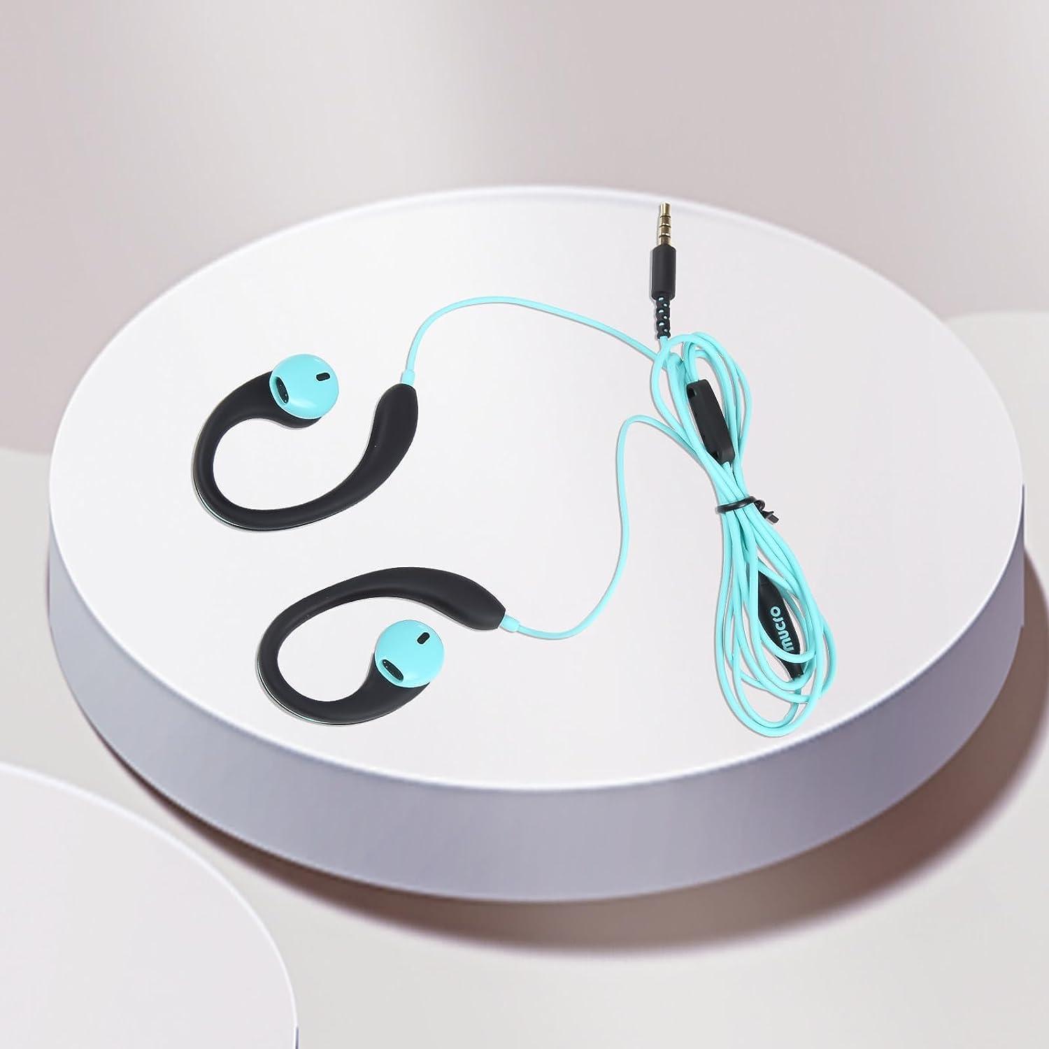 VJK VJK Sport Headphones Wired Earbuds Over Ear Headphones with Earhooks Microphone 3.5mm Plug Sweatproof Running Earphones for Workout Jogging Gym Ear Buds for computer