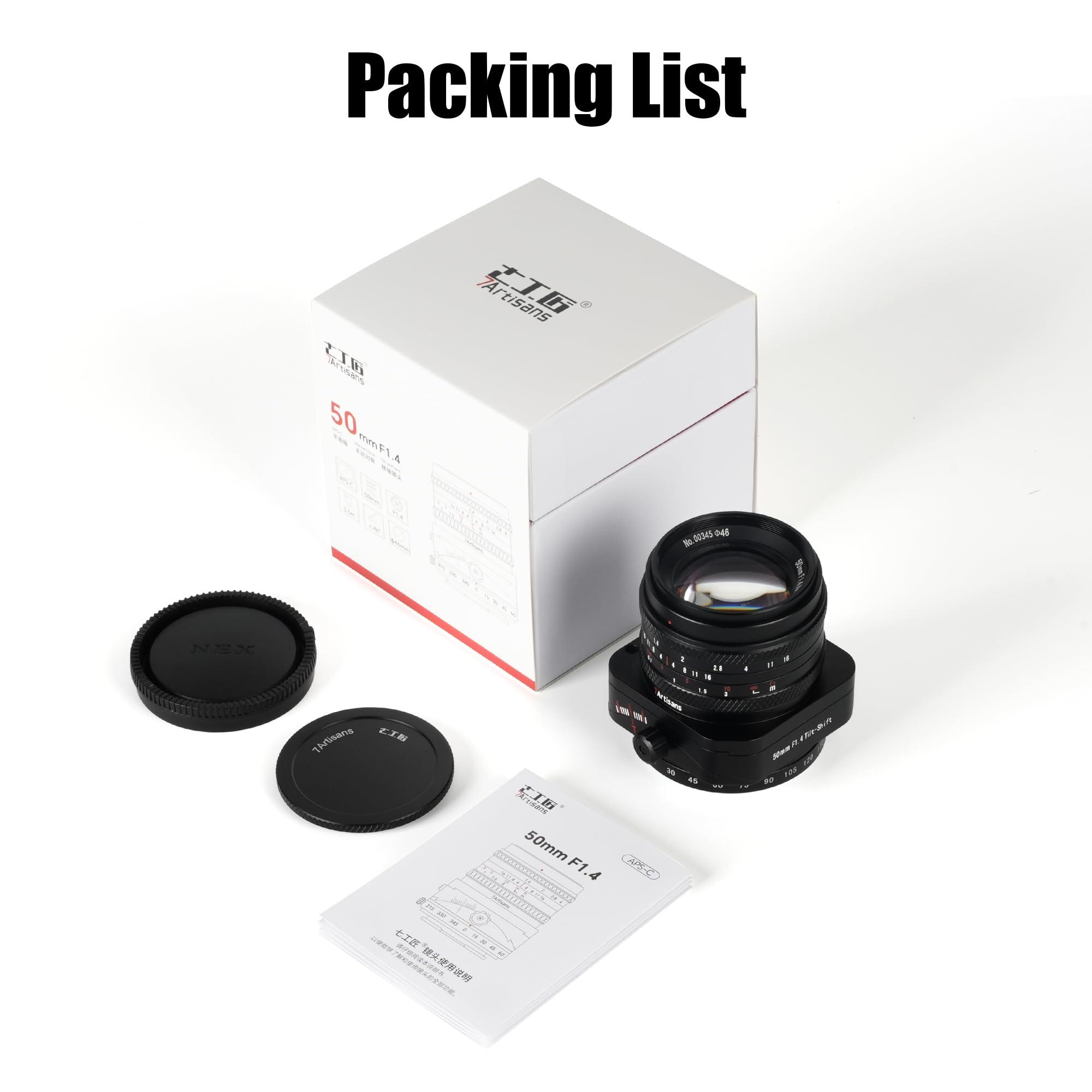 7artisans 7artisans 50mm F1.4 APS-C Frame Tilt-Shift Lens with 2-in-1 Compatible for Olympus&Panasonic M4/3 Mirrorless Cameras G1 G2 G3 G4 G5 G6 G7 GF1 GF2 GF3 GF5 GF6 GM1 EMP1 EPM2 E-PL1 E-PL2 E-PL3 E-PL5