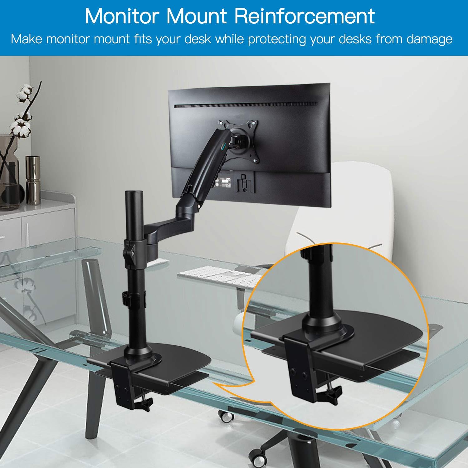 HUANUO HUANUO Dual Monitor Mount for 2 Monitors up to 32 inches, Each Arm Holds Max 22lbs,Steel Monitor Mount Reinforcement Plate for Thin, Glass and Other Fragile Tabletop