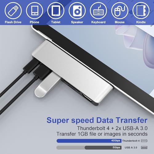 Rytaki Surface Pro 11 USB Hub, Surface Pro 9 USB Hub Docking Station with 4K HDMI, USB-C Thunderbolt 4(8K Video+Data+100W PD), USB 3.0 * 2, SD TF Card Slot, USB C Hub for Surface Pro 11/Pro 10/Pro 9/Pro X