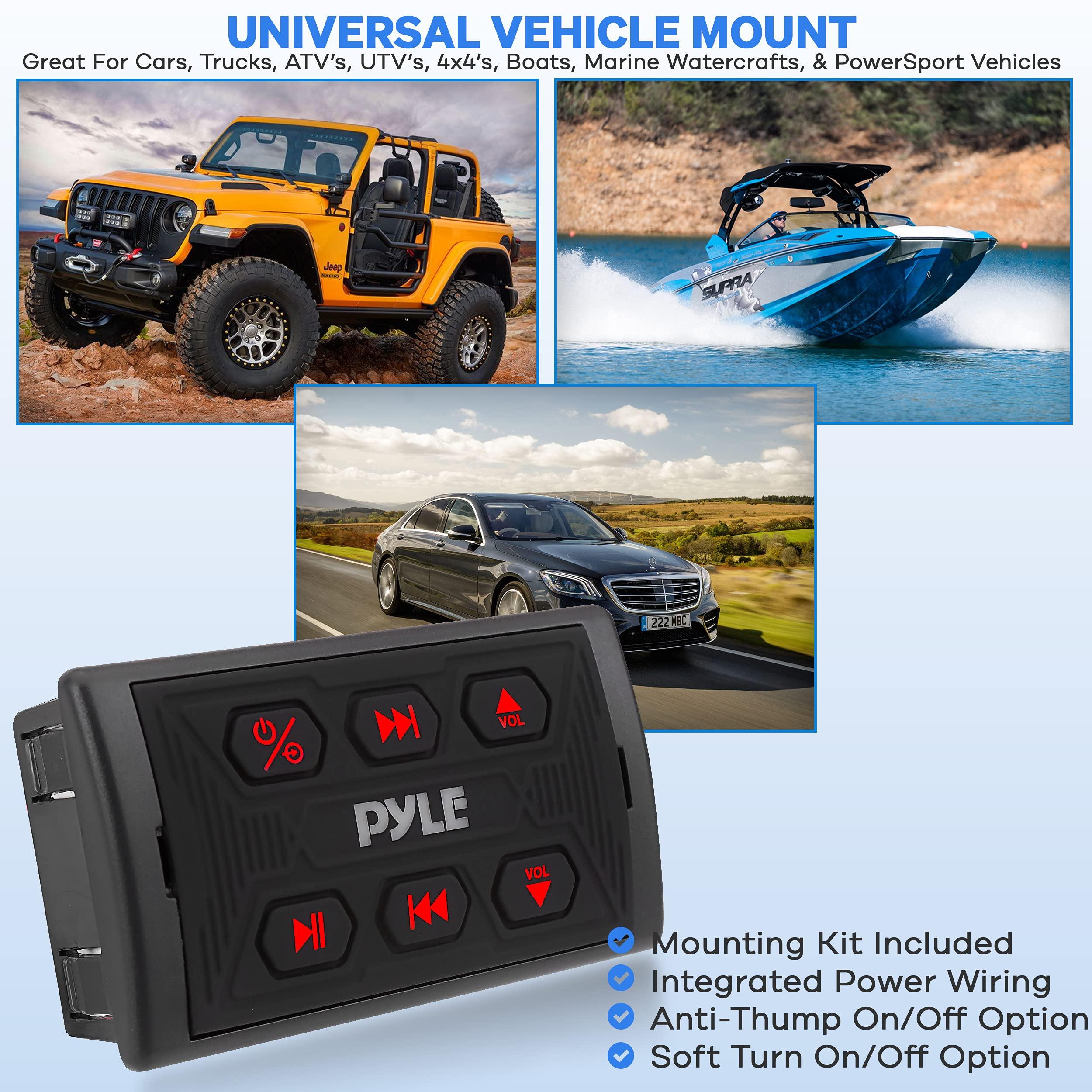 Pyle Pyle Car Stereo, Bluetooth Car Radio, Car Radio, Waterproof Marine Receiver, USB & AUX Inputs, IPX6 Rated, Universal Mounting, Includes 3.5mm Cable, Wireless Range 30ft, Pyle PLMRBTSQ1