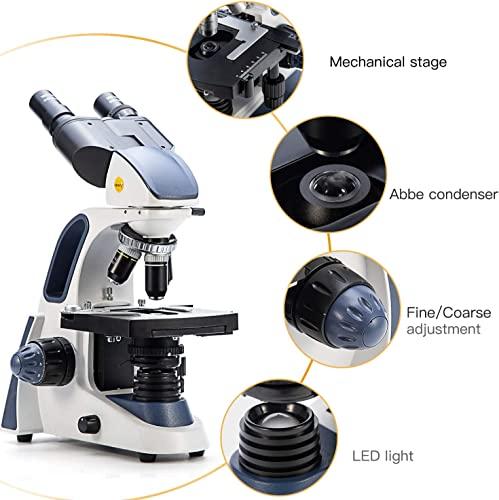 SWIFT SWIFT SW380B 40X-2500X Magnification, Siedentopf Head, Research-Grade Binocular Compound Lab Microscope with Wide-Field 10X and 25X Eyepieces, Mechanical Stage, Ultra-Precise Focusing