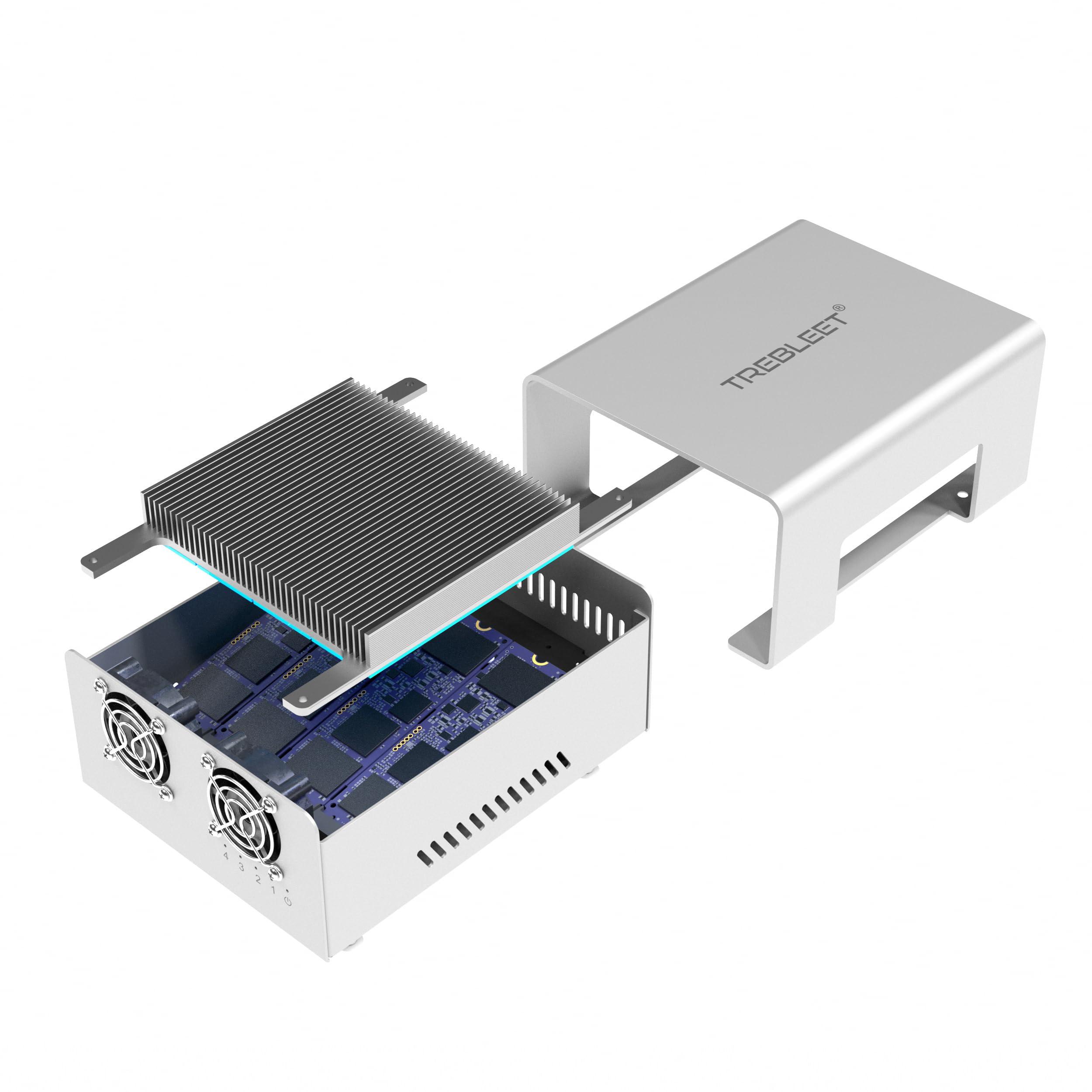 TREBLEET Thunderbolt 3 Four-Slot M.2 NVMe SSD Enclosure 40Gbps up to 2800MB/s Support Thunderbolt 2 Compatible with M1 M2 (Performance Edition)