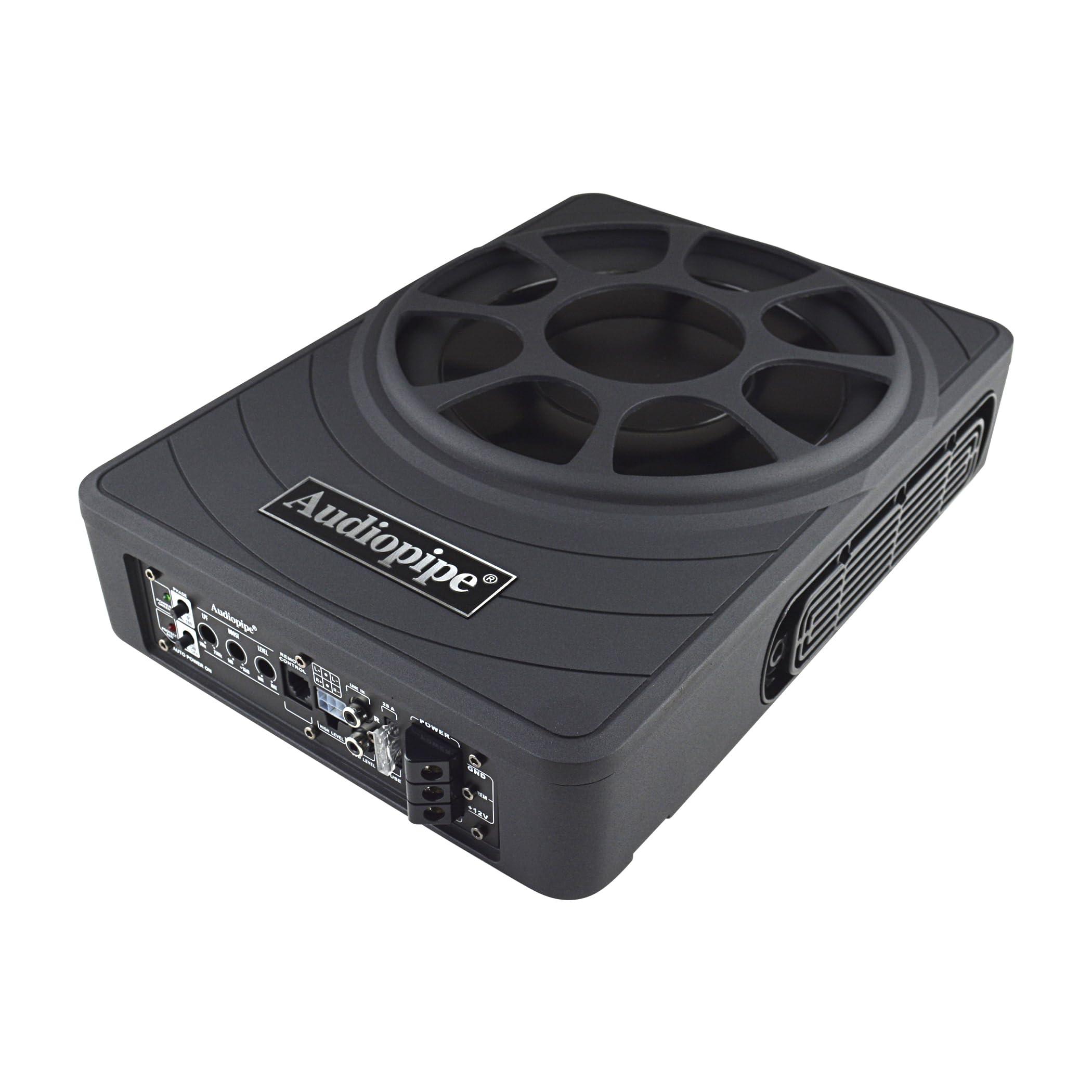 Audiopipe Audiopipe 10\" Low Profile Amplified Subwoofer (APLP-1030), 500W, Compact, Mosfet Circuit, RCA, Phase Switch, Bass Boost Control, Subsonic Filter, Low-Pass Filter, Reliable Protection, Remote Bass Knob