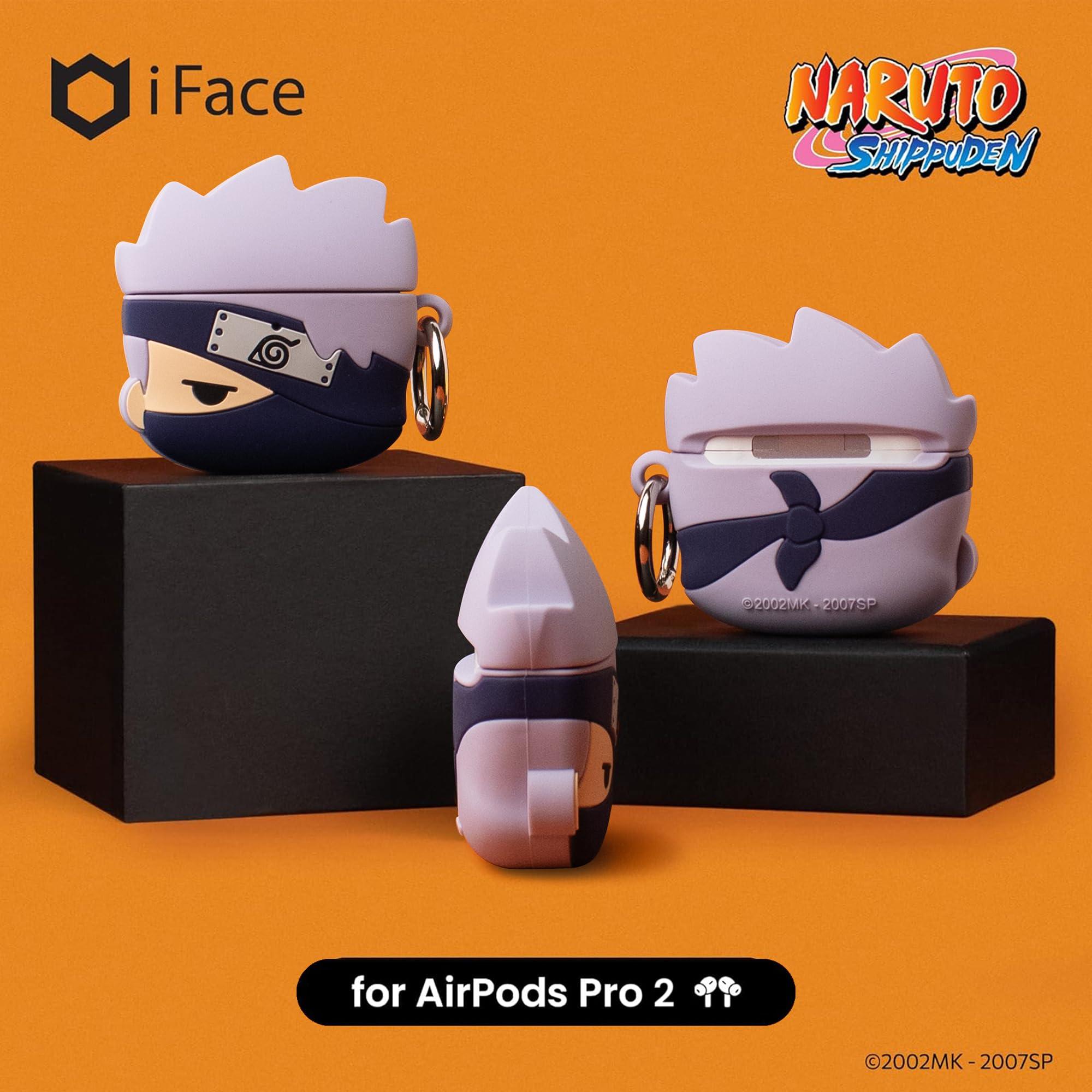 iFace iFace Naruto Shippuden Anime Figure AirPods Case Compatible with AirPods Pro and Pro 2 Silicone Protective Cover [Carabiner Clip Included] [Wireless Charging Compatible] Kakashi