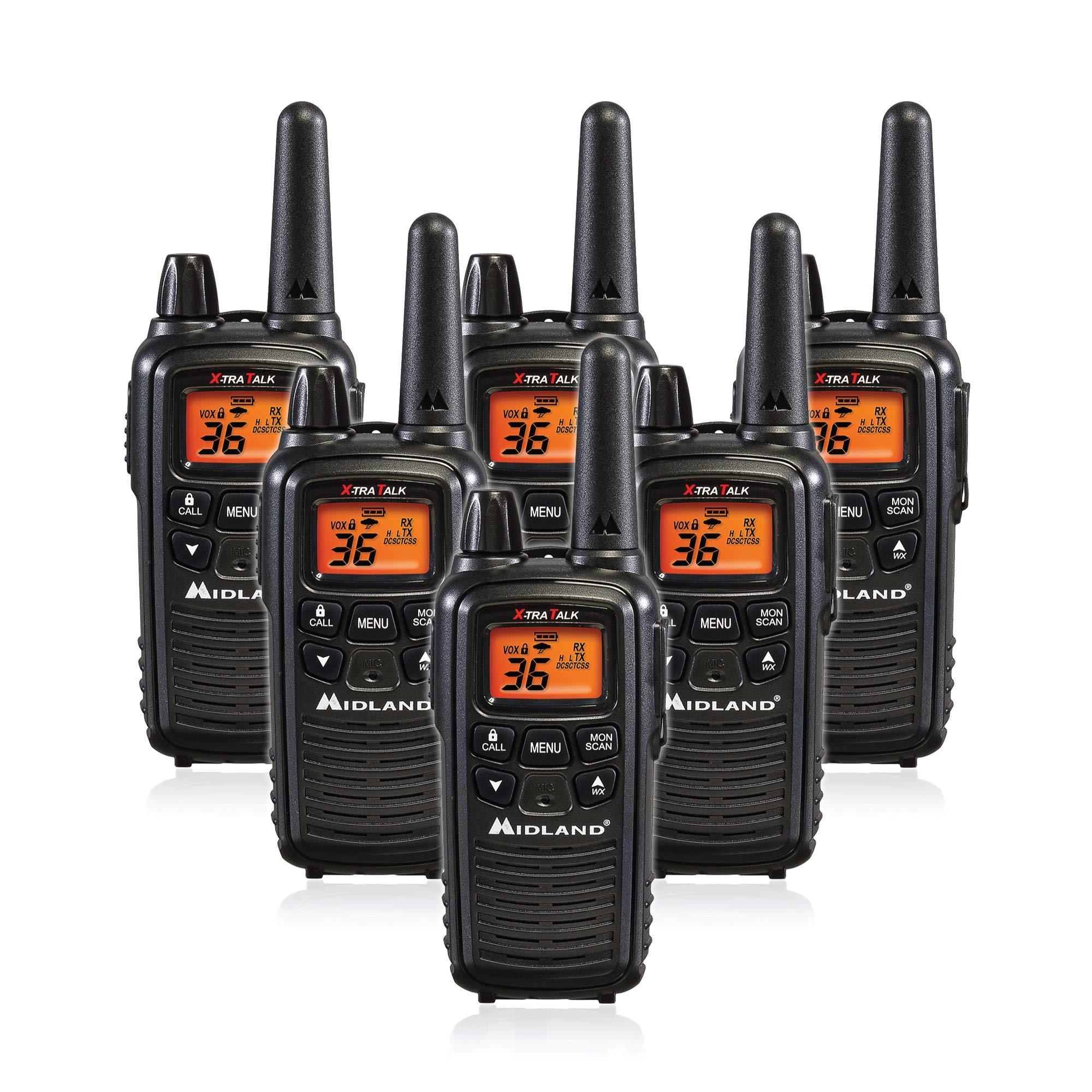Midland Midland LXT600VP3 36 Channel FRS Two-Way Radio - Up to 30 Mile Range Walkie Talkie - Black (Pack of 6)