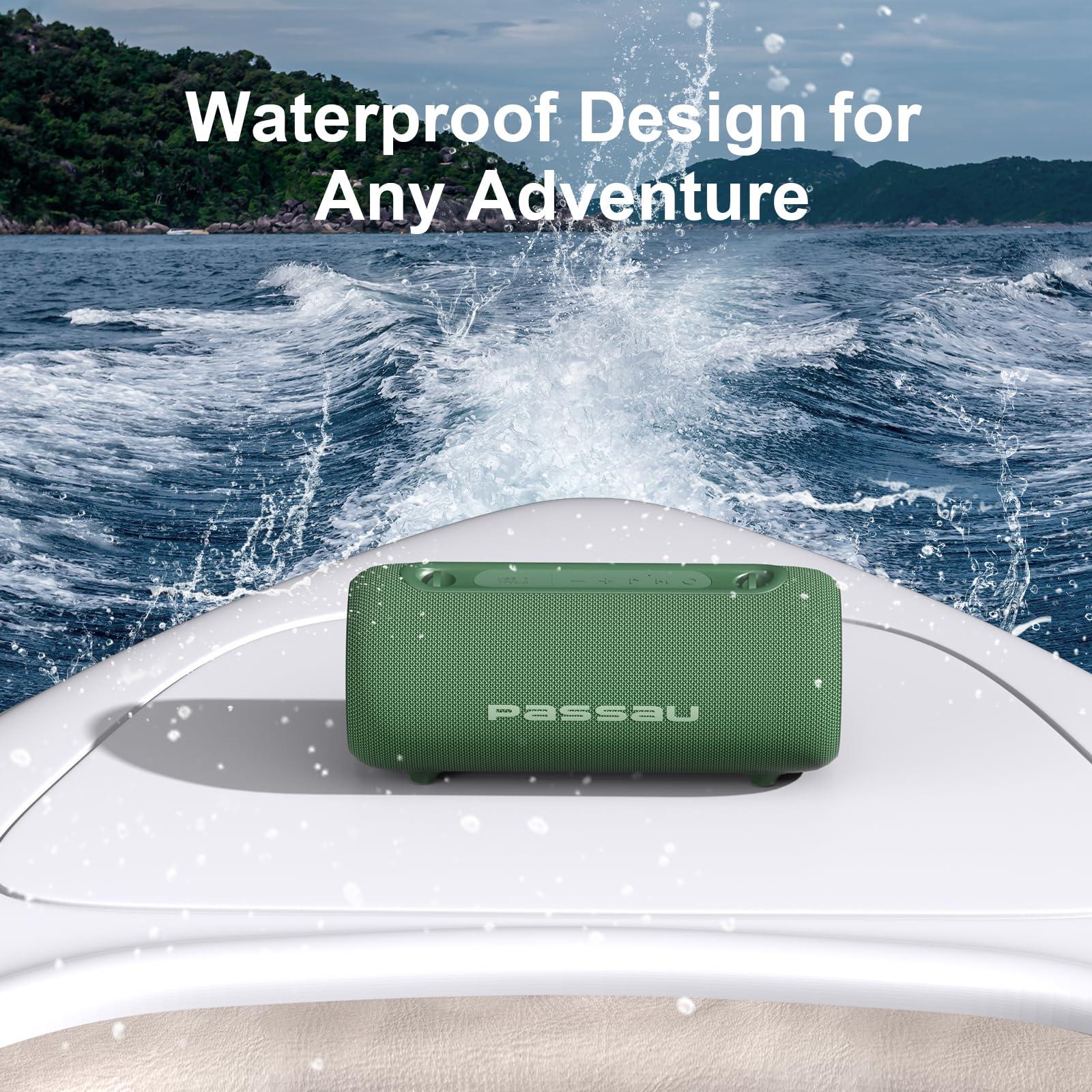 Passau Passau Portable Bluetooth Speakers 40W Peak Loud Stereo Sound, Passive Radiators-Deep Bass, All Day Playtime, Adjustable Strap, BT5.3, IPX5 Wireless Speaker RGB Lights for Indoor Outdoor-Green