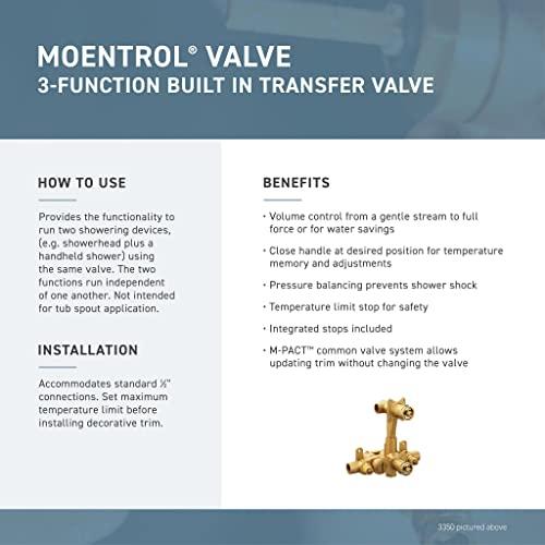 Moen Moen Rothbury TS4211BN Moentrol Shower Valve with 3-Function Integrated Diverter Valve Trim, Valve Required, Brushed Nickel