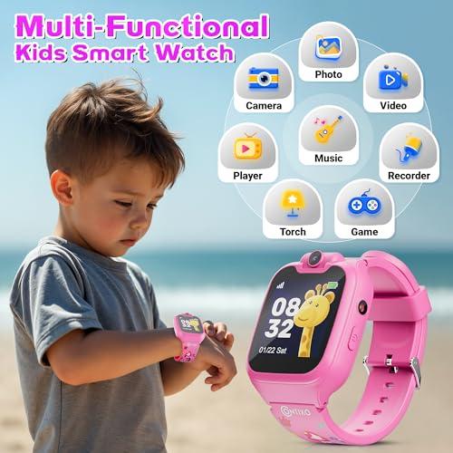 Contixo Contixo Kids Smartwatch - Educational Watch with Games, Camera, Music Player, Alarm, Customizable Wallpaper - for Boys & Girls Ages 4-12 (Pink)