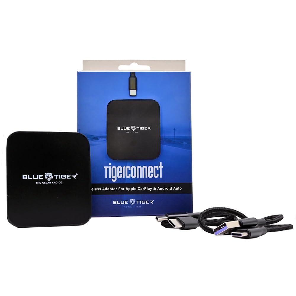 Blue Tiger Blue Tiger TigerConnect Wireless iOS|Apple CarPlay & Android Auto Adapter Converts Wired to Wireless CarPlay Plug & Play Stable and Fast Connection for Cars & Trucks