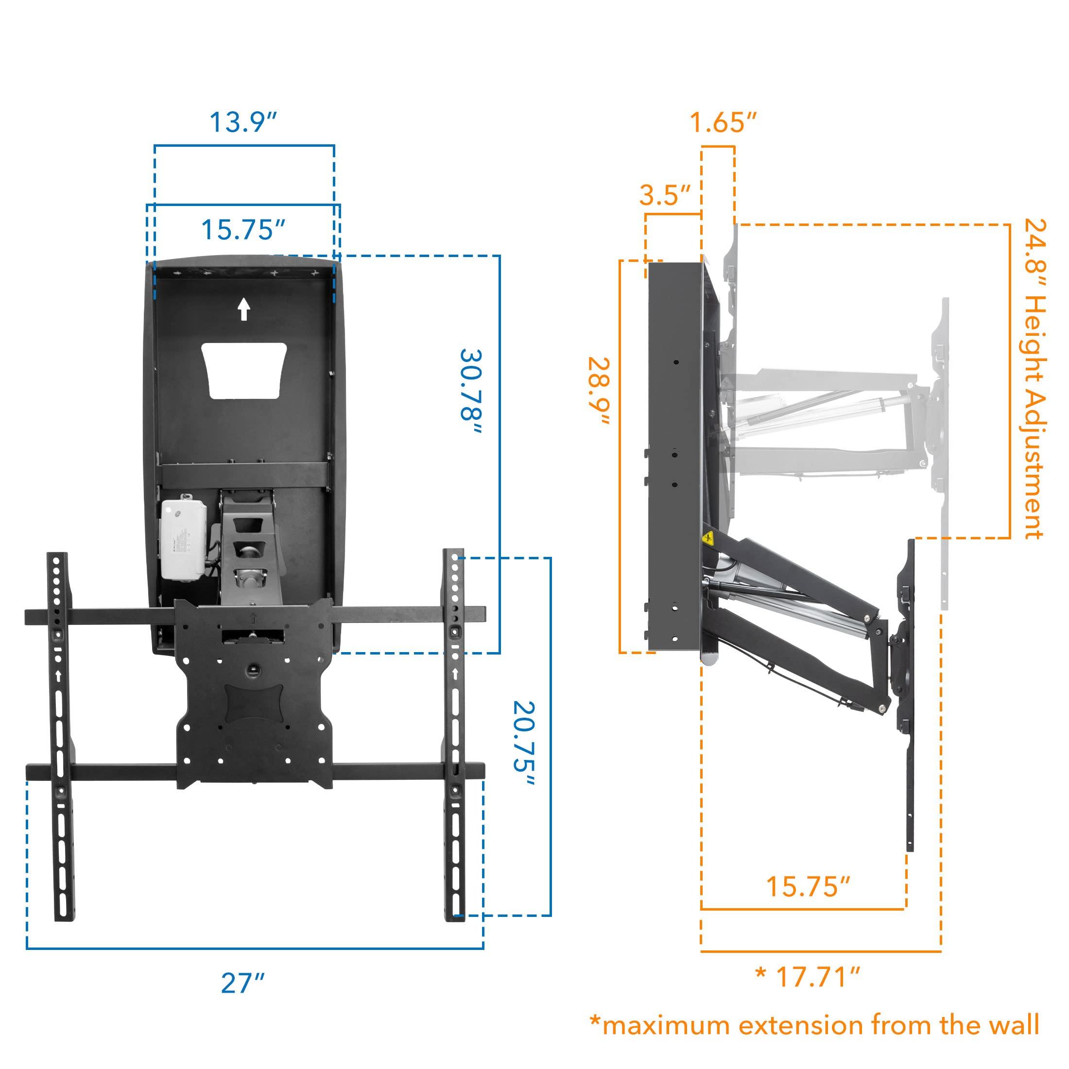 Mount-It! Mount-It! Motorized Fireplace TV Wall Mount, Electric TV Mount with Height Adjustable Drop Down Arms for Mantel Installation, Fits 65, 70, 75, 80 Inch Screens