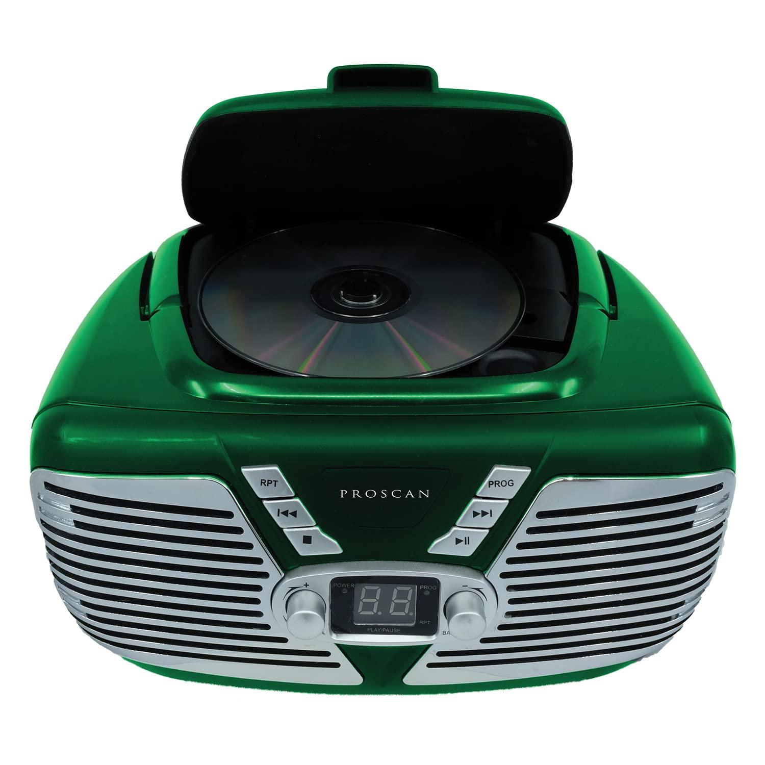 SYLVANIA Proscan PRCD211-GREEN Retro Portable CD Radio Boombox with AM/FM Radio (Green)