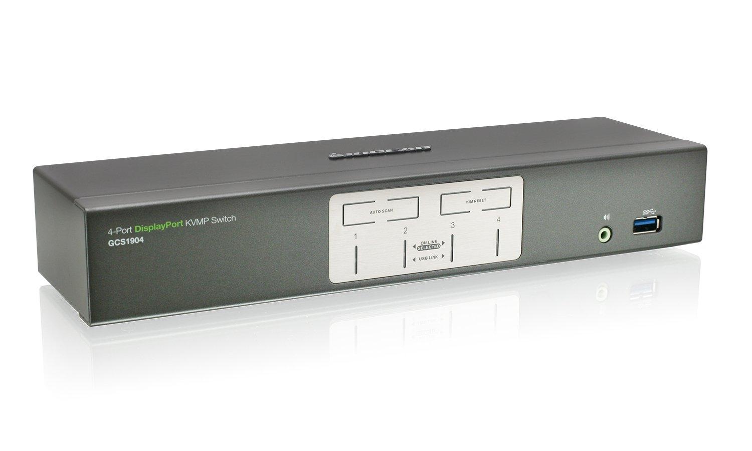 IOGEAR IOGEAR 4-Port DisplayPort KVMP Switch - 4K 30Hz - 2-Port USB 3.1 Hub Rate 5Gbps - Keyboard Mouse Input - 7.1 HD Audio - Front Panel Selector - TAA Compliant - Mac/Win - GCS1904