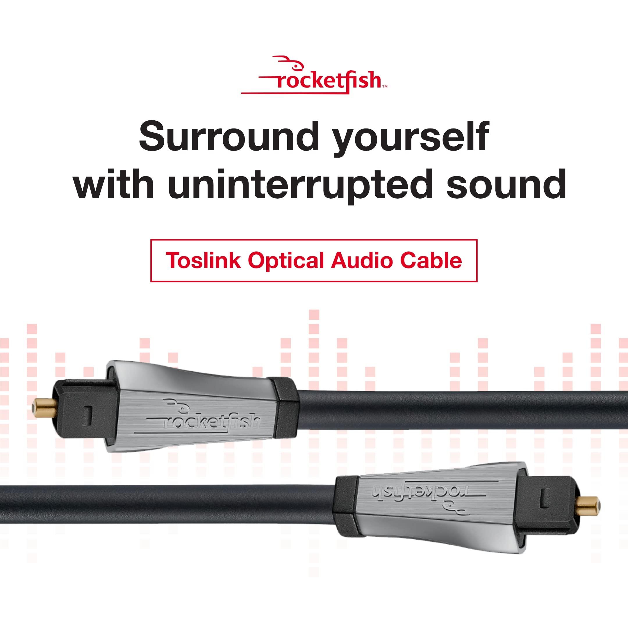 Rocketfish Rocketfish Toslink Optical Audio Cable - Fiber Optic Audio Cable for Home Theater & Sound System - Durable Cable Cord for Quality Audio - Black Optical Cable for TV & Soundbar - 12'
