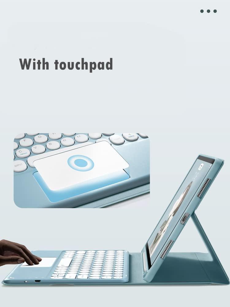 GOOVEN Keyboard case for iPad Air 10.5 inch, iPad Air3 3rd Gen case with touchpad Built-in Pencil Holder Removable Smart Bluetooth Keyboard Cover Round keycap (iPad Air3/Pro10.5, Pink)