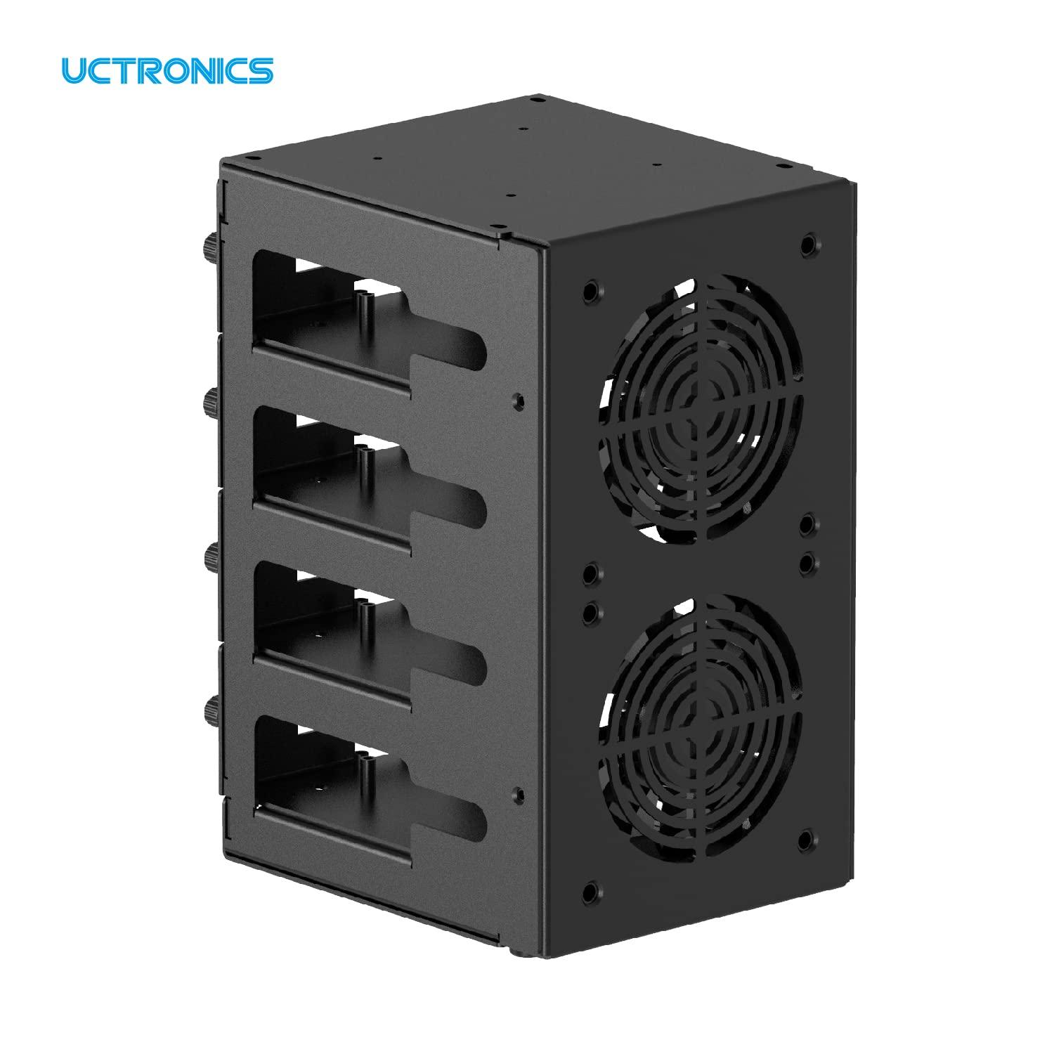 UCTRONICS UCTRONICS for Raspberry Pi Cluster Case, Desktop Metal Rack Case, 4 Layers with 2 Cooling Fans Compatible with Raspberry Pi 5/4B and 2.5\" SSD