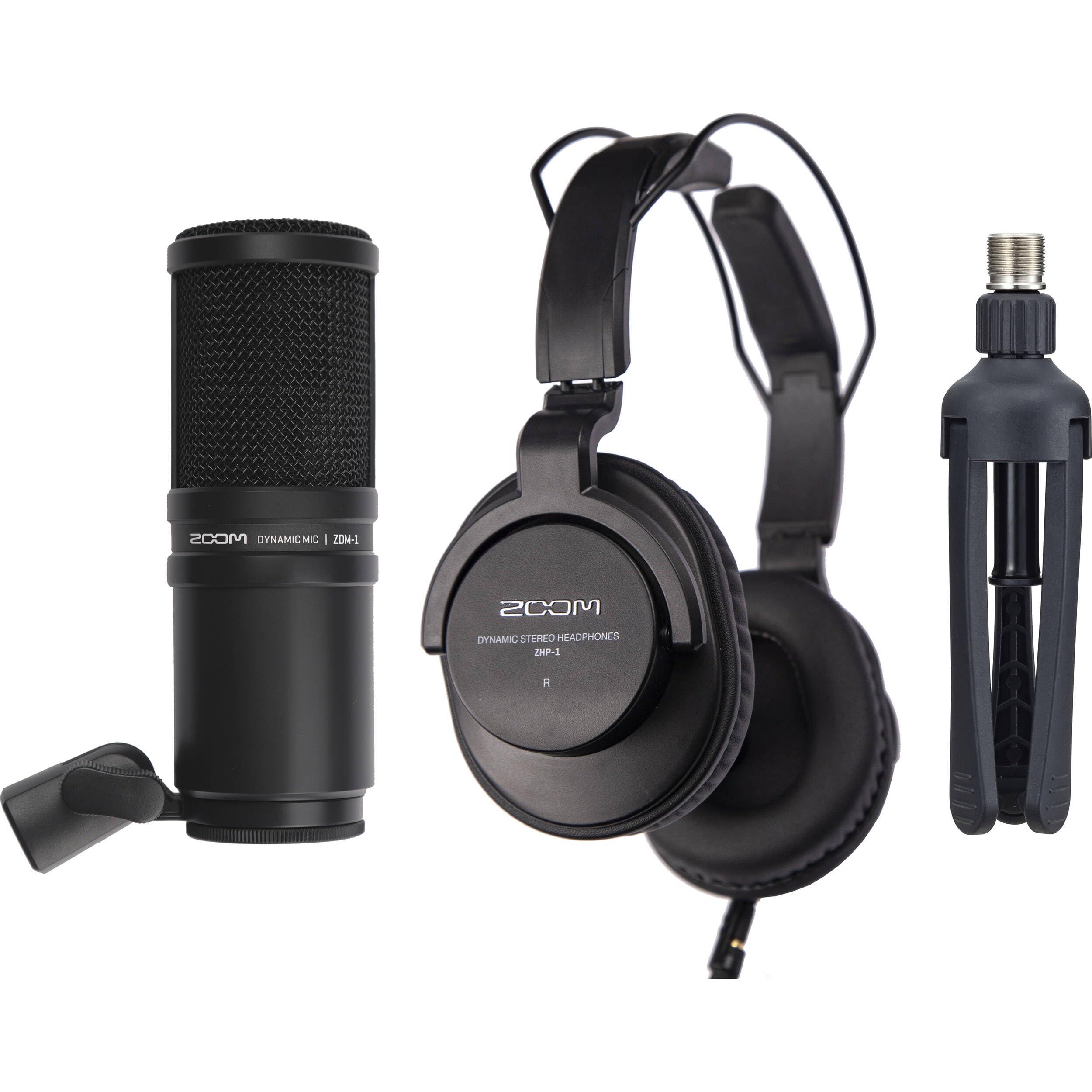 The Imaging World Zoom PodTrak P4 Portable Multitrack Podcast Recorder Bundle with Three (3) Mic Packs with Headphones, Windscreen, XLR, and Tabletop Stands + 64GB Card + Wallet