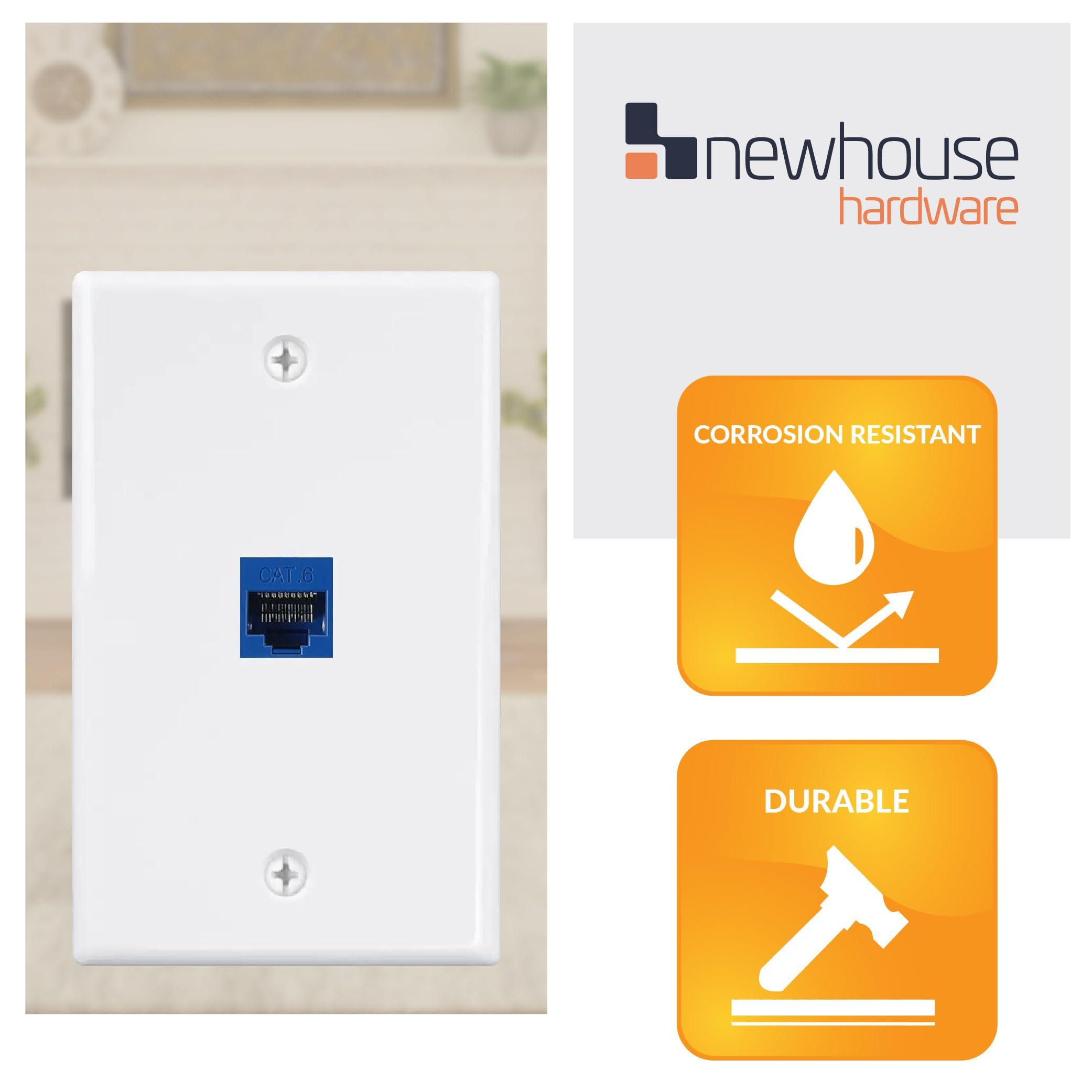 Newhouse Hardware Newhouse Hardware Ethernet Wall Plate, White, 5-Pack