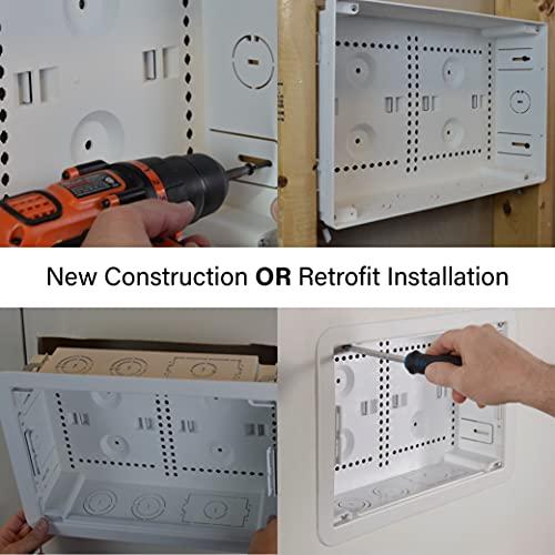 On-Q Legrand - OnQ Cable Management, Structured Media Enclosure, in-Wall Enclosure, TV Home Theater Box, Recessed Storage Box, Dual Purpose, 9 Inches, white (ENP0900-NA)