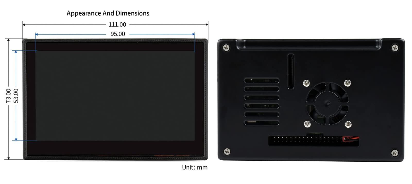 waveshare Waveshare 4.3 Inch Touch Screen DSI LCD with Case for Raspberry Pi 4B, 800480 Resolution Monitor IPS Capacitive Screen Support Raspbian/Ubuntu/Kali/Retropie/WIN10 IoT