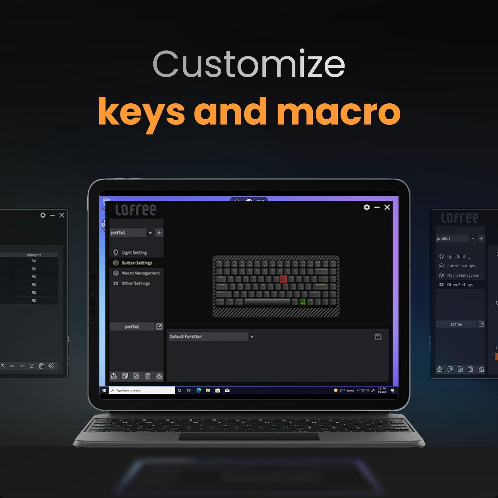 LOFREE LOFREE Edge Low Profile Mechanical Keyboard, 75% Rechargeable Bluetooth and Wired Connection for Window, Mac OS/POM Switches 2.0, Carbon Fiber Top Case, Mg Alloy Bottom Case (Volcano Grey)