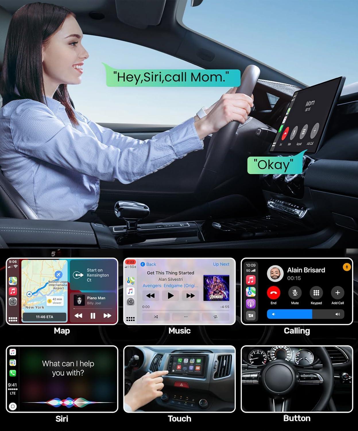 JUHOO Wireless CarPlay Adapter for Apple iPhone, Android Auto Wireless Adapter, 2 in 1 Auto Car Play Wireless Dongle