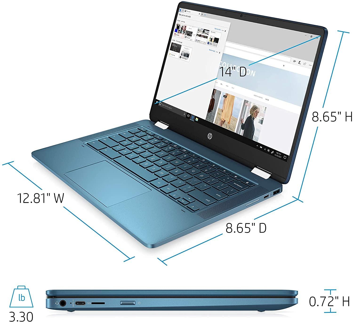hp HP 14 Laptop, 14-inch X360 Chromebook Convertible 2-in-1 Touch Screen HD Laptop, Intel Celeron N4020 Processor, 4GB DDR4, 64GB eMMC, 802.11ac, Bluetooth, HDMI, Chrome OS, W/Valinor Accessories