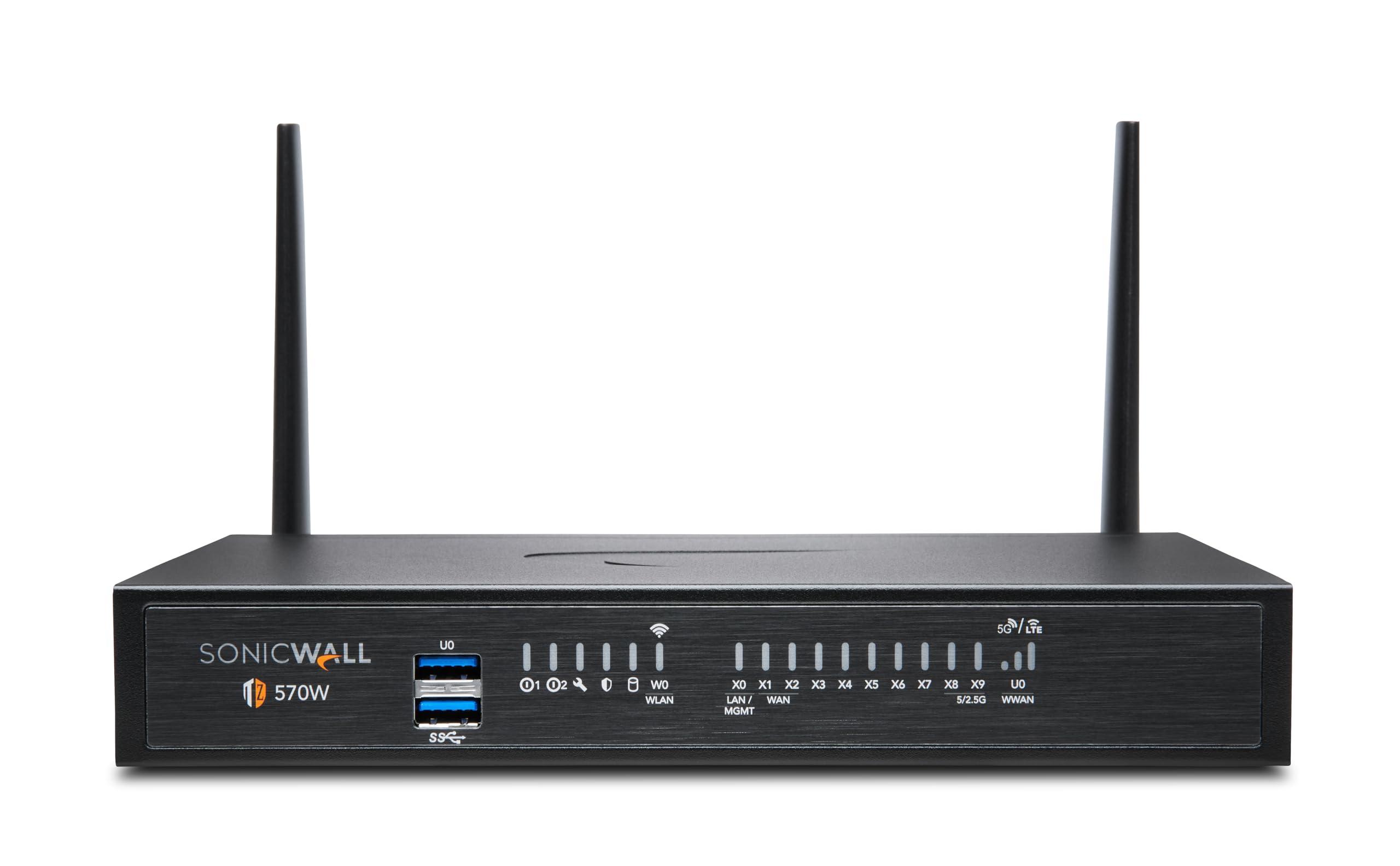 Sonicwall Sonicwall TZ570W Wireless Network Security Appliance (02-SSC-2835) | Next-Generation Firewall | Zero-Touch Deployment | 8X 1GbE Ports, 2X 5GbE Ports