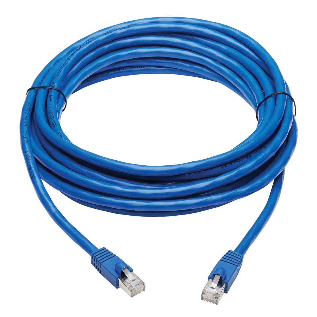 Tripp Lite Tripp Lite Cat6a 10G Ethernet Cable, PoE, CMR-LP, Snagless F/UTP Network Patch Cable (RJ45 M/M), Blue, 20 ft. (N261P-020-BL)