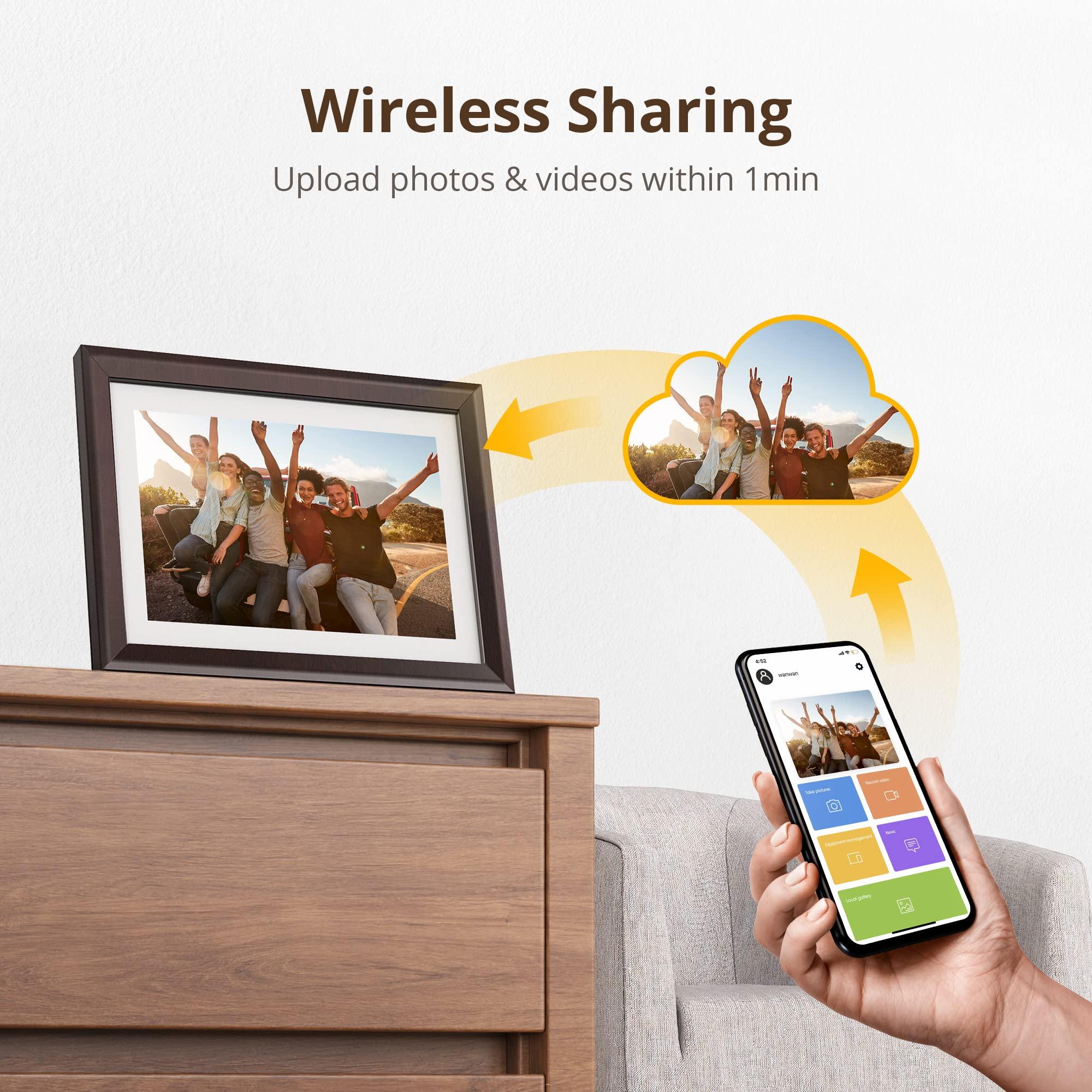 Dragon Touch Dragon Touch Digital Picture Frame WiFi 10 inch IPS Touch Screen Digital Photo Frame Display, 32GB Storage, Auto-Rotate, Share Photos via App, Email, Cloud, Classic 10 Brown, PUUDUU