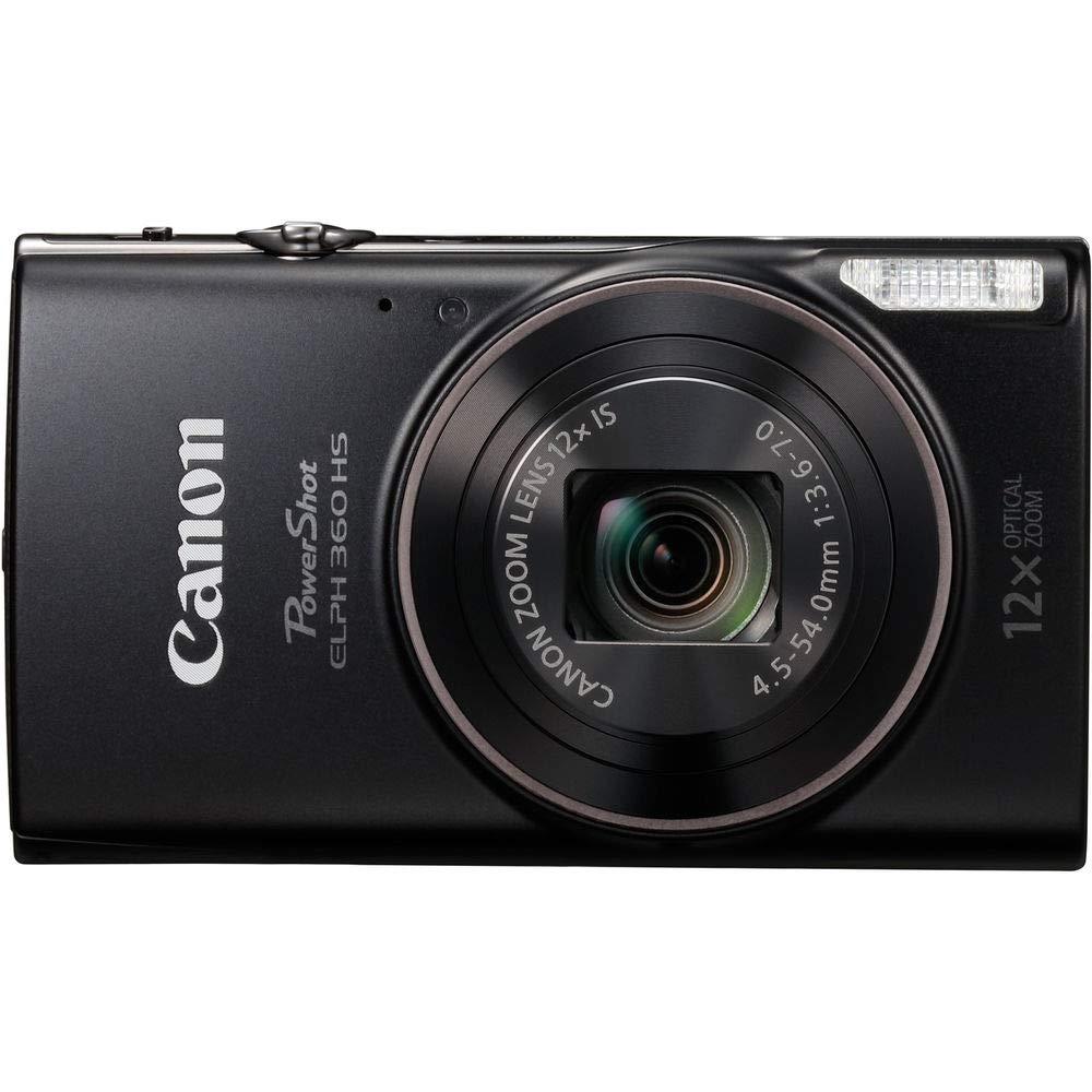 Canon Canon PowerShot ELPH 360 HS Digital Camera (Black) (1075C001) + 2 x 64GB Memory Card + 2 x NB11L Battery + Case + Card Reader + Corel Photo Software + HDMI Cable + Flex Tripod + More (Renewed)