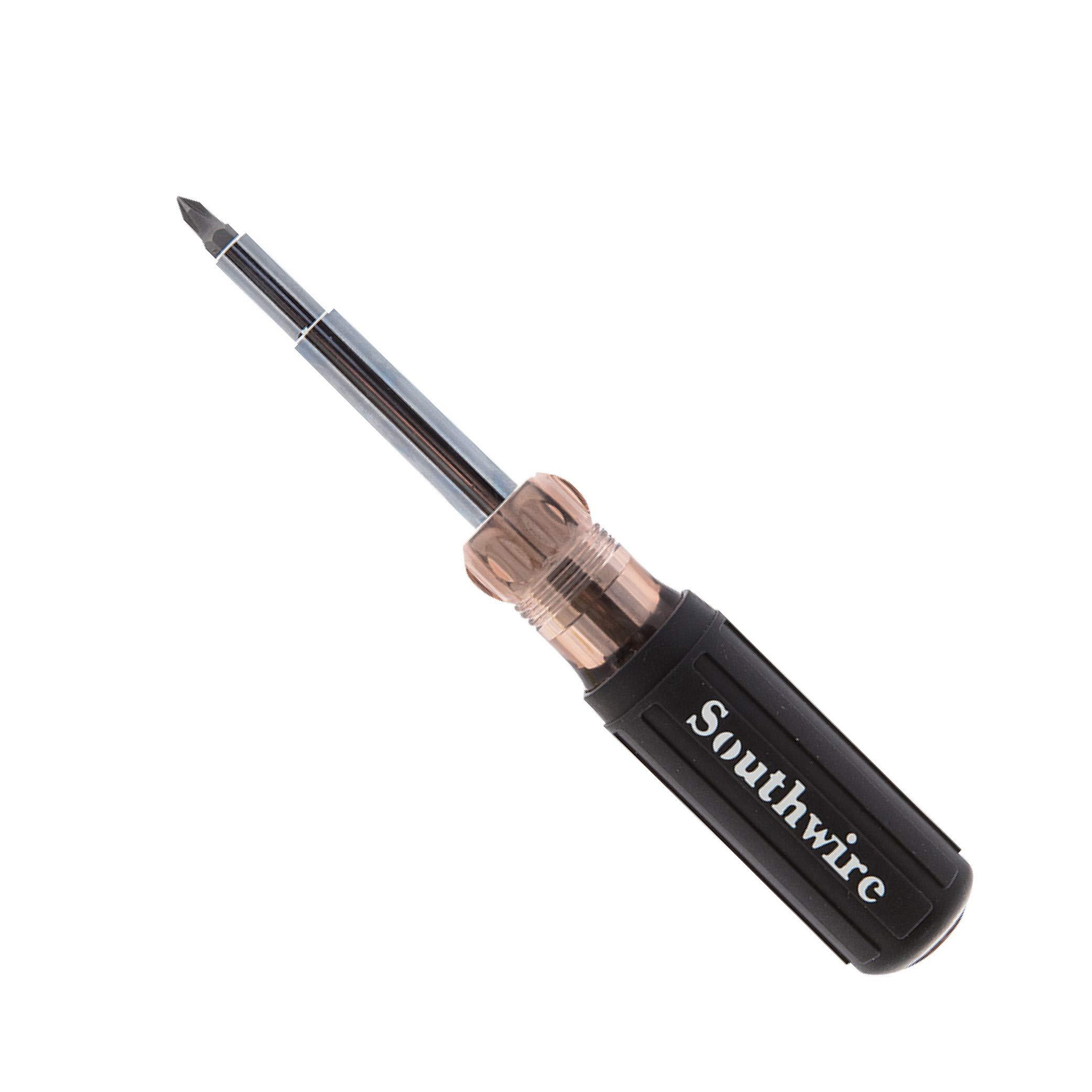 Southwire Southwire 59723940 12-In-1 Multi-Bit Screwdriver; Interchangeable Bits; Comfort Grip Handle; hex 1/4\"; 5/16\"; 3/8\"; Phillips #1;2;3; slotted SL4-5;SL6-8;sl8-10; and square #1;2