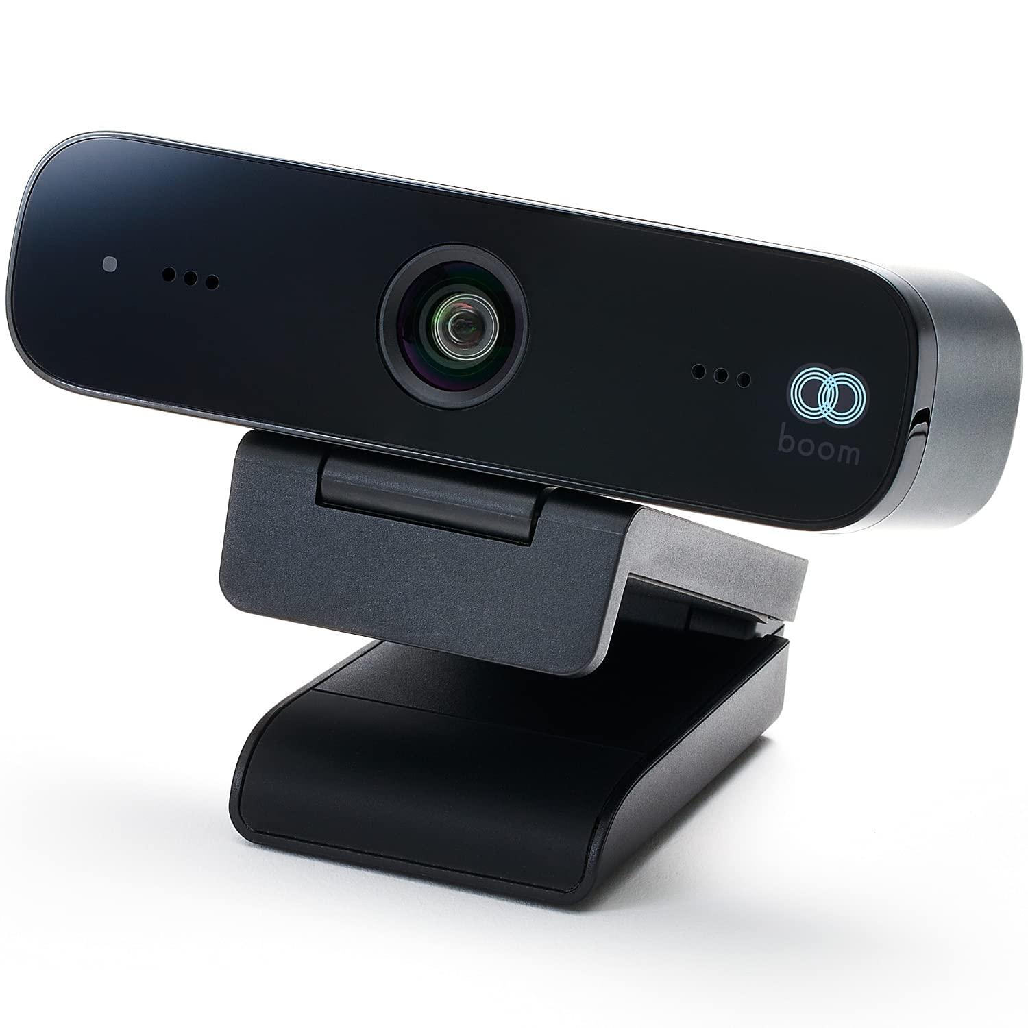 Boom Collaboration Zoom Certified, Boom Mini 1080P Full HD Webcam, USB Plug&Play, Dual Noise Canceling Mics, 4K Glass Lens, 90-Degree Wide Angle, Light Correction, Video Calling, Streaming, PC/Mac/Laptop/MacBook/Tablet