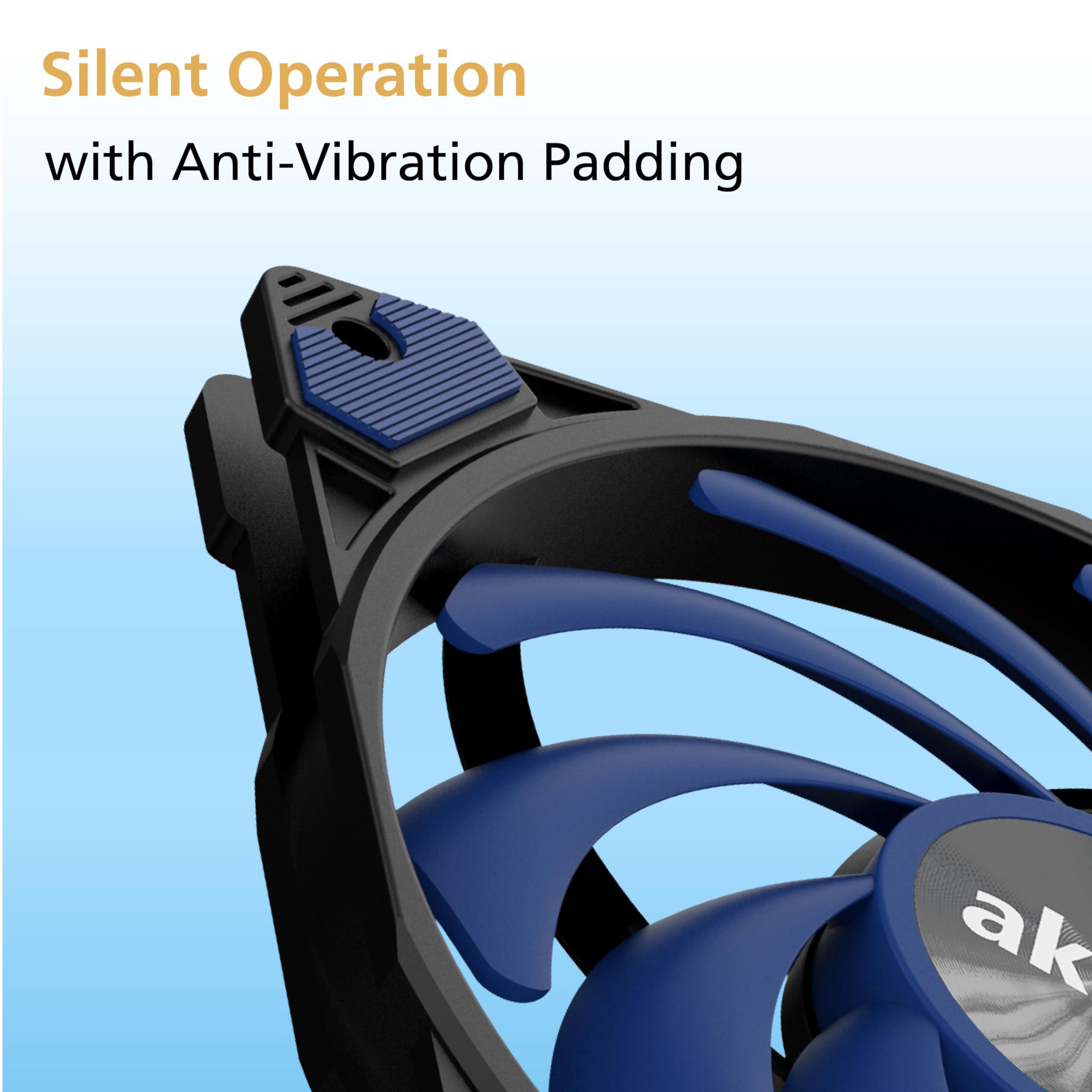 Akasa Akasa Alucia XS12, 120mm PWM Case Fan, High Performance Cooling Fan, 4 Pin, 120 x 15mm Sizing Slim Low-Noice, Up to 2000 RPM & 41.59 CFM, Blue, AK-FN122-BL