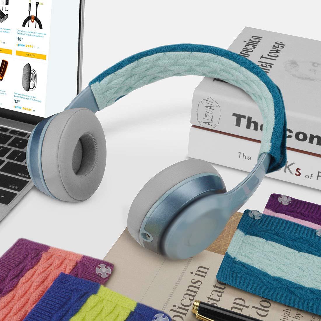 GEEKRIA Geekria Knit Fabric Headband Cover Compatible with Bose QC 35II, QC 25, Beats Studio3, Studio2.0, Sony WH1000XM4, Sennheiser Urbanite XL Headphones, Replacement Repair Part (Pop Blue)