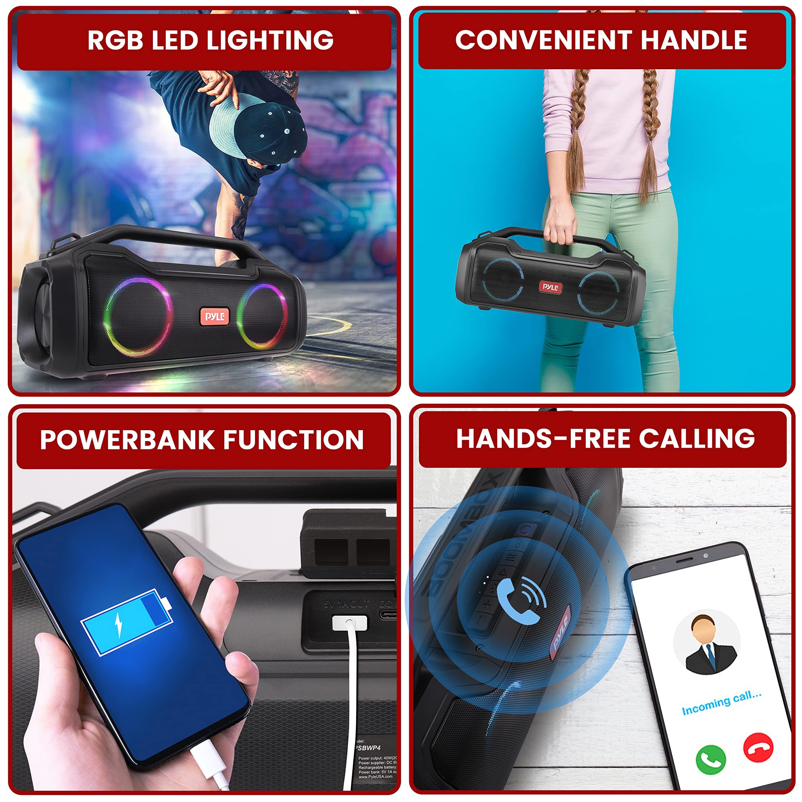 Pyle Pyle | Bluetooth Speaker | with HD Sound, Portable Wireless, IPX5 Waterproof, Up to 20H Playtime, TWS Pairing, BT5.3, for Home/Party/Outdoor/Beach, Electronic Gadgets, Birthday Gift