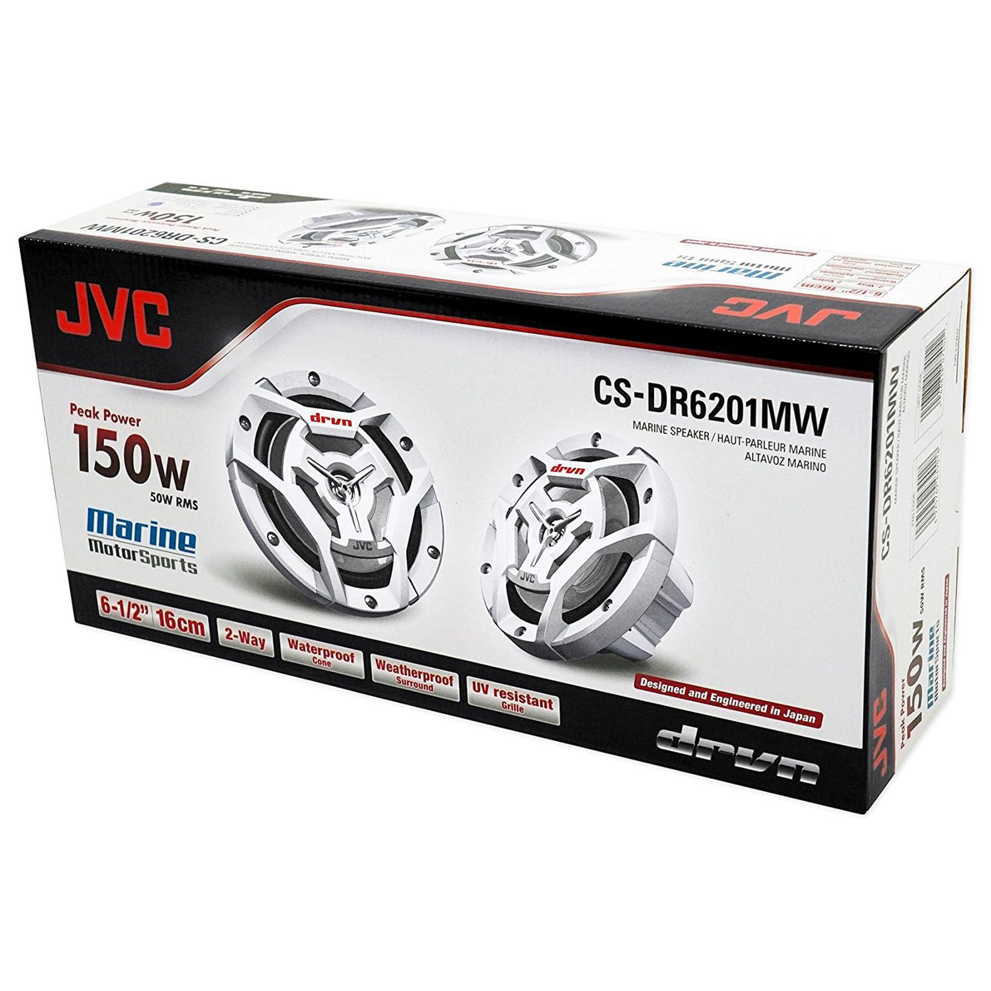 JVC JVC 2 Pairs CS-DR6201MW Marine Speaker 6.5" 2-Way White