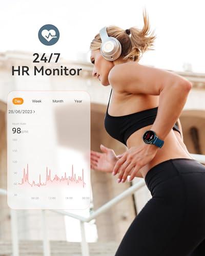 AGPTEK AGPTEK Smart Watch for Women Men, 5ATM Waterproof Smartwatch for Android and iOS Phones, Fitness Tracker Watch with 100+ Sports Modes, Heart Rate Monitor Pedometer Sleep Monitor, Blue