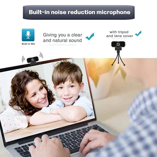 Svcouok Webcam 1080p HD Computer Camera - Microphone Laptop USB PC Webcam with Privacy Shutter and Tripod Stand, 110 Degree Live Streaming Widescreen Recording Pro Video Web Camera for Calling, Conferencing