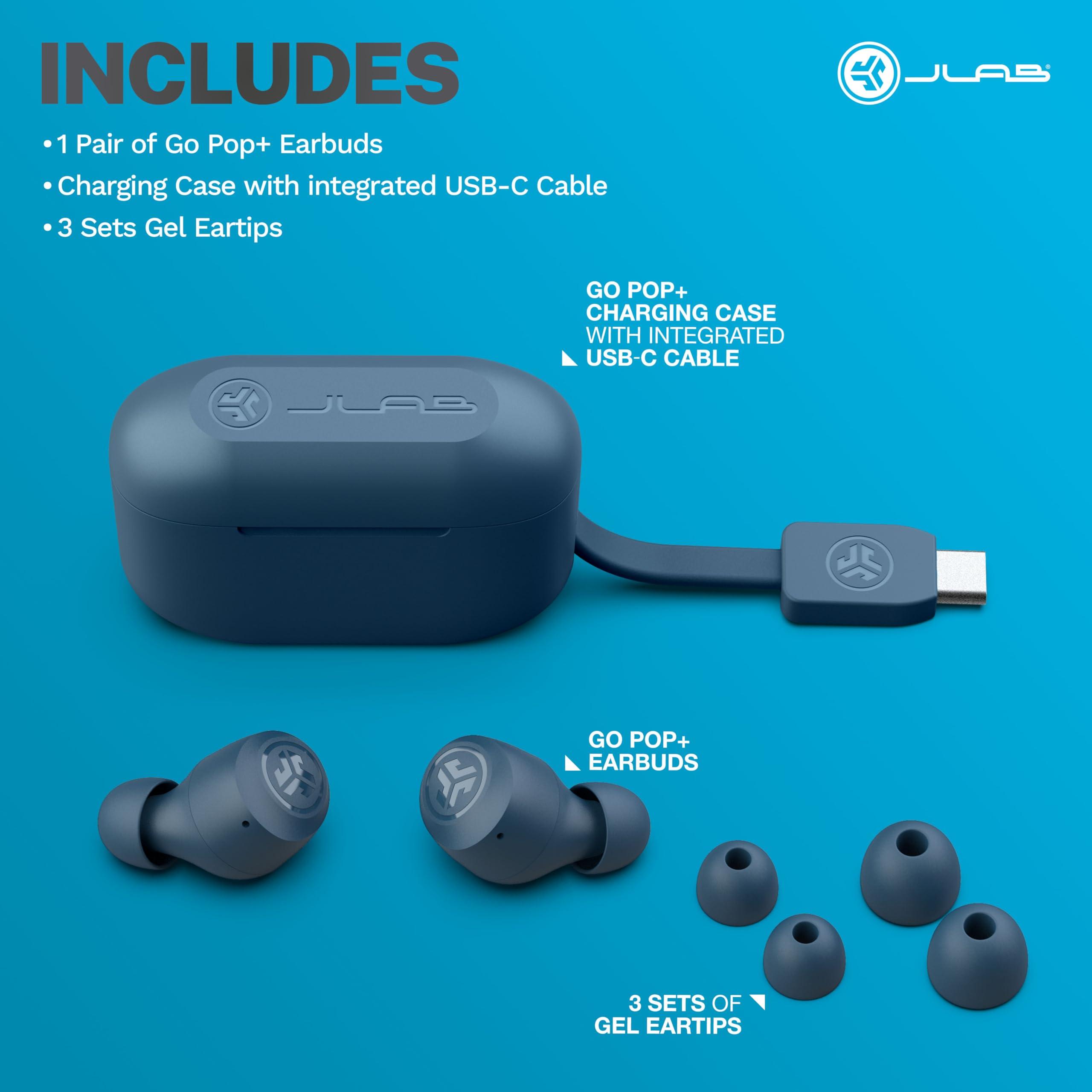 JLab JLab Go Air Pop+ True Wireless Earbuds, in Ear Headphones, Bluetooth Earphones, 35H Playtime Ear Buds, Bluetooth Earbuds with Microphone, USB-C Charging Case, Dual Connect, EQ3 Sound, Navy Blue