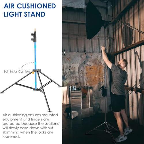Impact Impact Link Interlocking Air-Cushioned Light Stand (7.9') - Heavy Duty 3-Section Light Stand for Photography, 8.8 lb Capacity, 5/8" Baby Pin, 3/8"-16 Thread for Studio Lighting, LED, Ring Lights