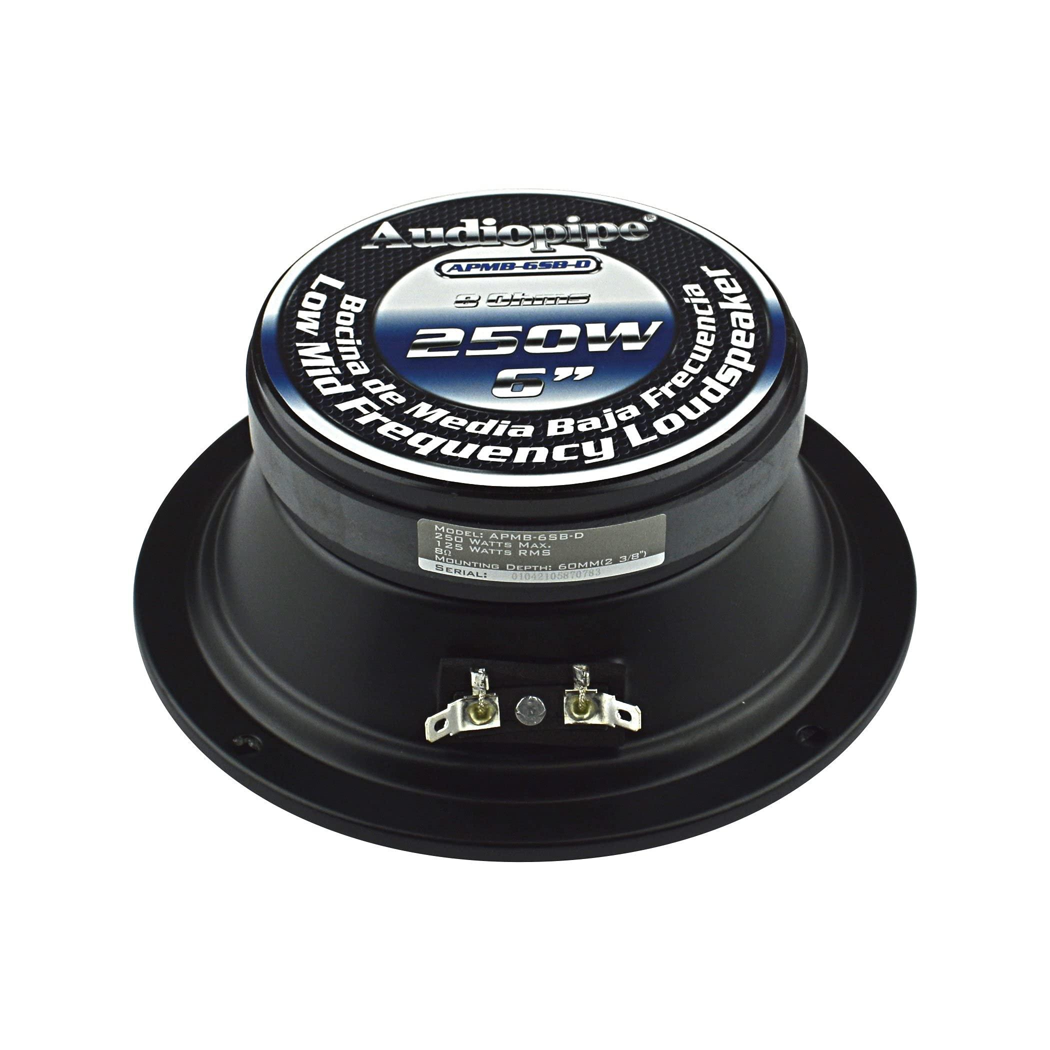 Audiopipe Audiopipe APMB6SBD 6" inch Low Mid Frequency Sealed Back Speaker 250w Max/ 125w Rms Sold Each