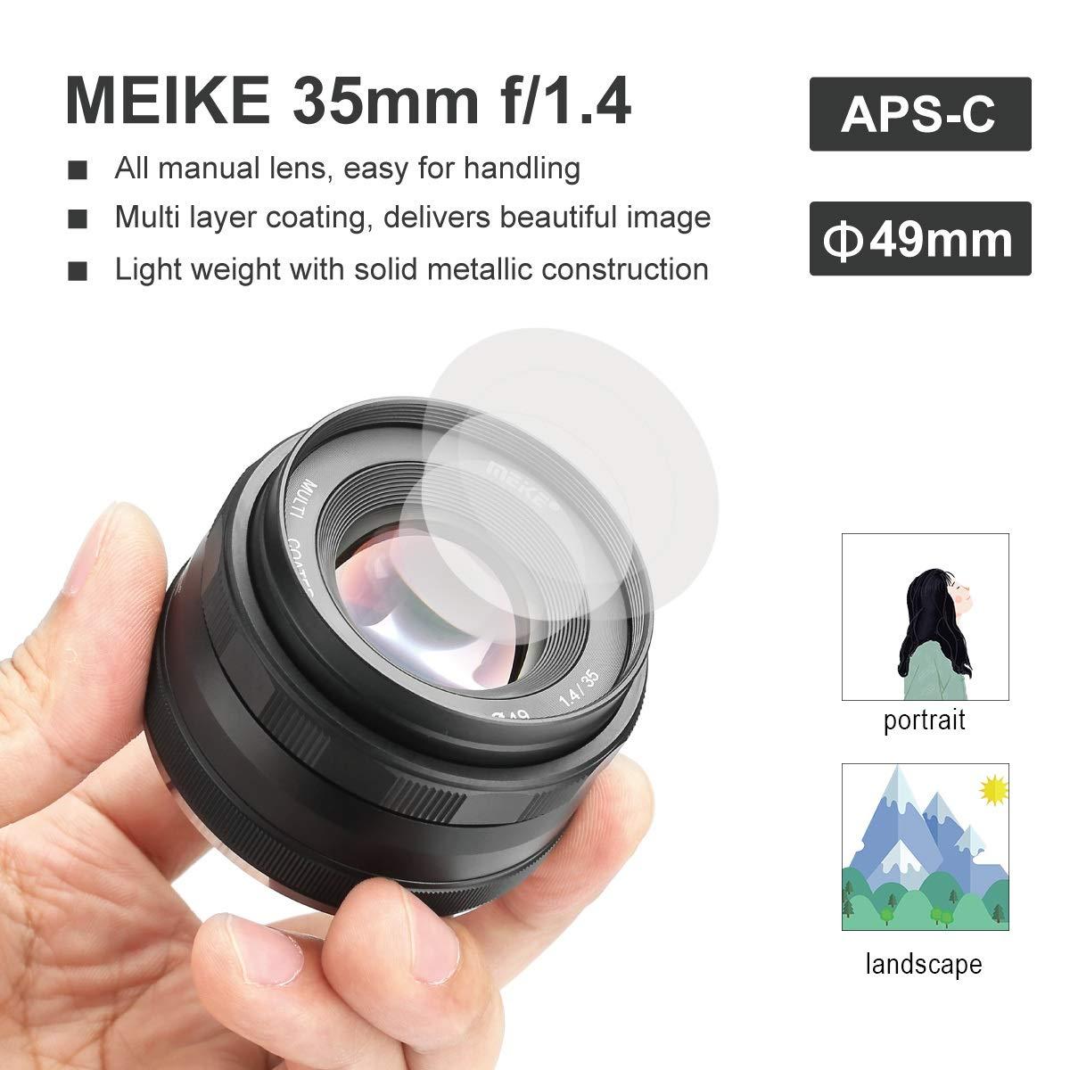 Meike MEIKE 35mm F/1.4 Manual Focus Large Aperture Lens Compatible with Sony APS-C Mirrorless Camera Such as A6000 A6300 A6500