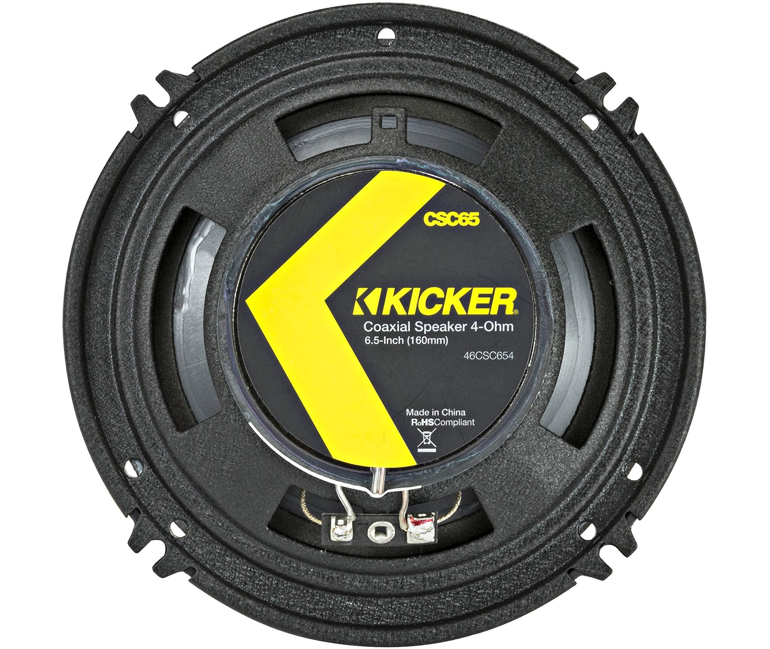 KICKER KICKER CSC65 CS Series 6.5 Inch 300 Watt 4 Ohm 2-Way Car Audio Coaxial Speakers System with Polypropylene Cone, PEI Tweeters & EVC Technology, Pair (Renewed)