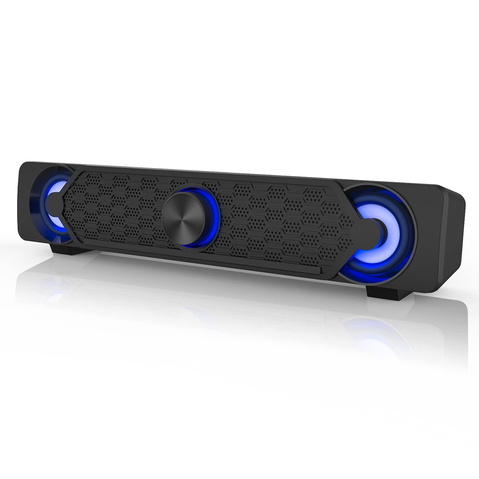 Smalody Smalody Small Computer Speakers for Desktop Gaming Monitor, PC Speakers for Desktop Monitor, Computer Speaker Wired USB Powered, Mini Soundbar with Cool Led Light Effect