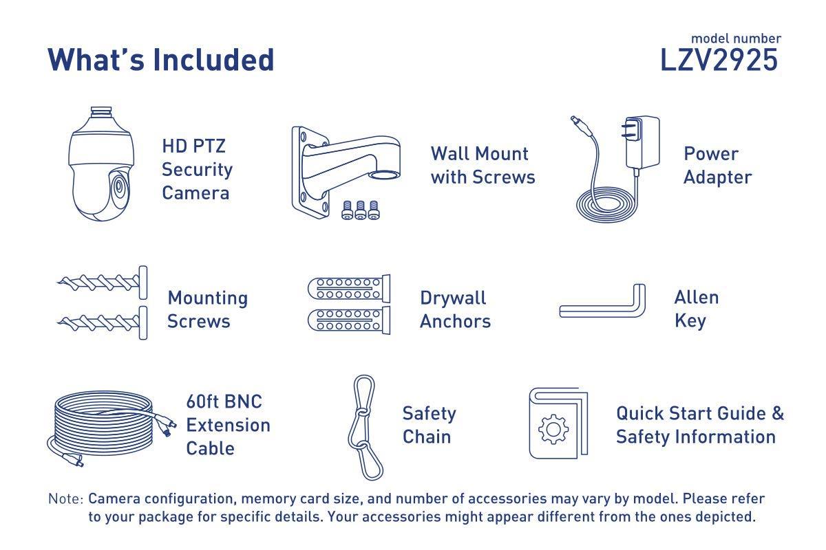 Lorex Lorex Indoor/Outdoor 1080p Pan & Tilt Metal Dome Security Camera, Add-On Analog Camera for Wired Surveillance System, Color Night Vision, 25x Optical Zoom, 1 PTZ Camera (Renewed)