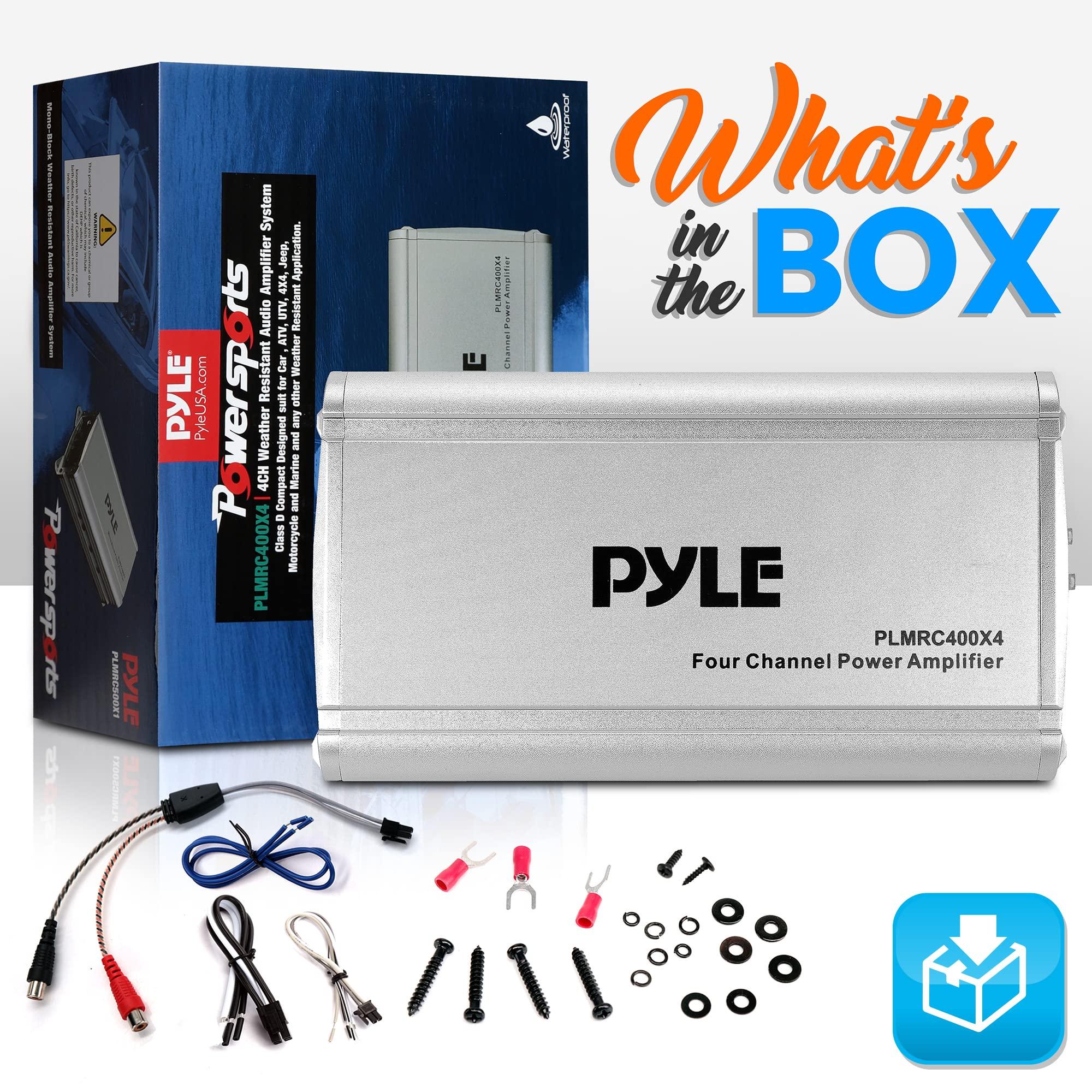 Pyle Pyle 4-Channel Weather-Resistant Audio Amplifier System - 1200W Max Bridged, 800W Max Stereo Designed For ATV, UTV, 4X4, Jeep, Motorcycle and Marine, and any other Weather Resistant Application