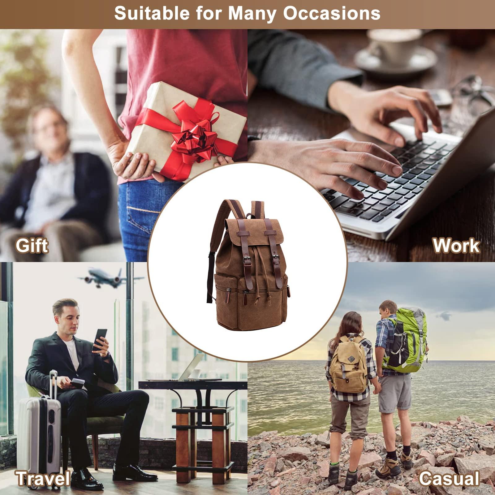 Lachero Men's 17 inch Laptop Backpack Large Capacity Vintage Business Canvas Travel Duffel Bags Weekender Overnight Bookbag (Blue)