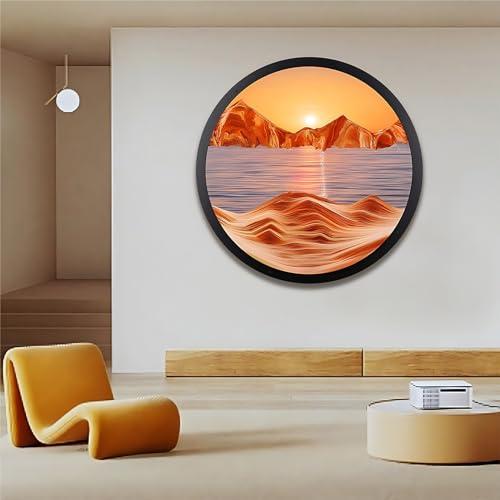 JYBBGO JYBBGO Sand Art, Sand Art Liquid Motion, 360 Rotate Wall Mounted Moving Sand Art Picture Relaxing Mood Peaceful Piece Home Office Work Decor (23.6\'\', orange2)